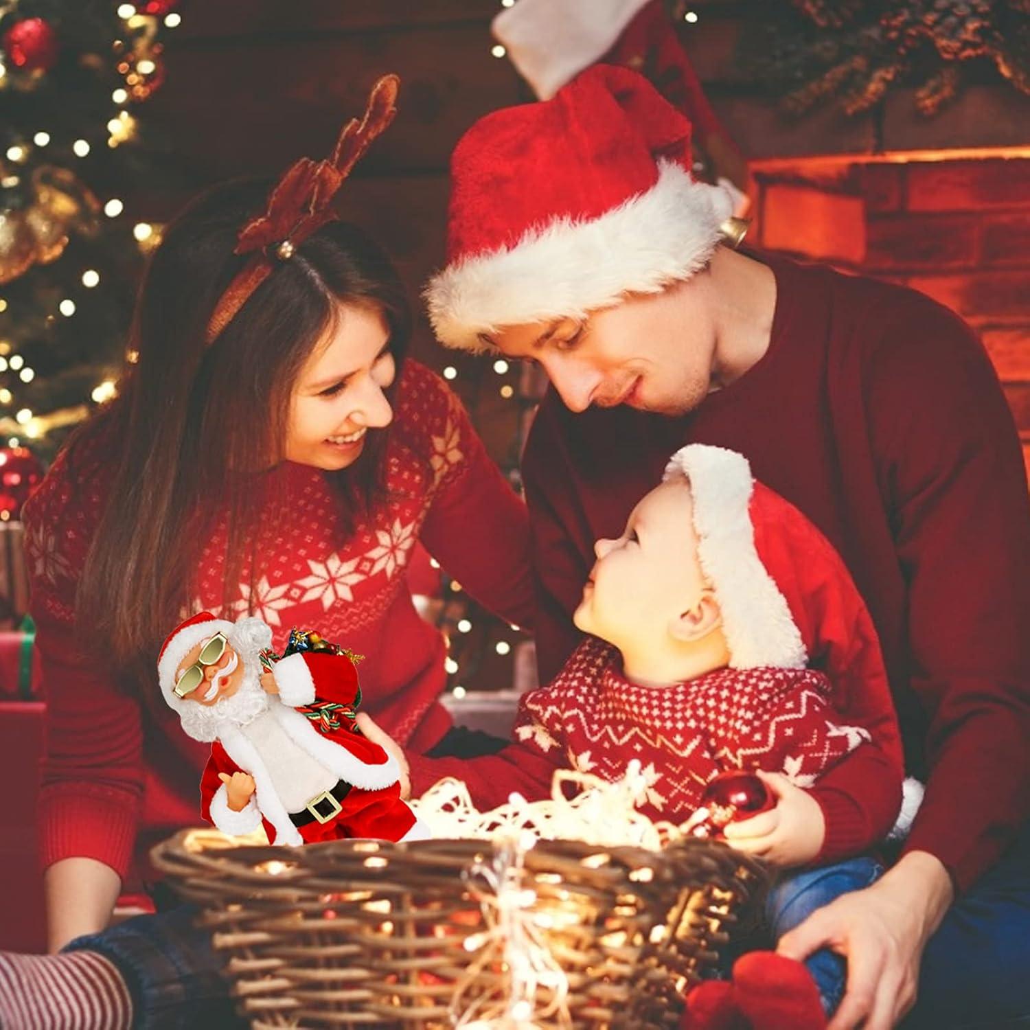 SdeNow Animated Santa Claus Musical Singing Dancing Stuffed Christmas Santa Toys Plush Electric Dolls for Kids