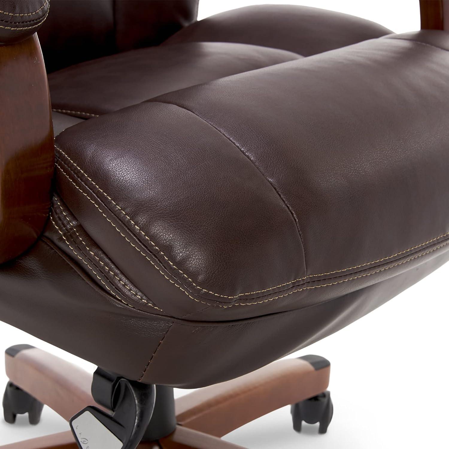 Brown Leather High Back Executive Swivel Chair with Fixed Arms