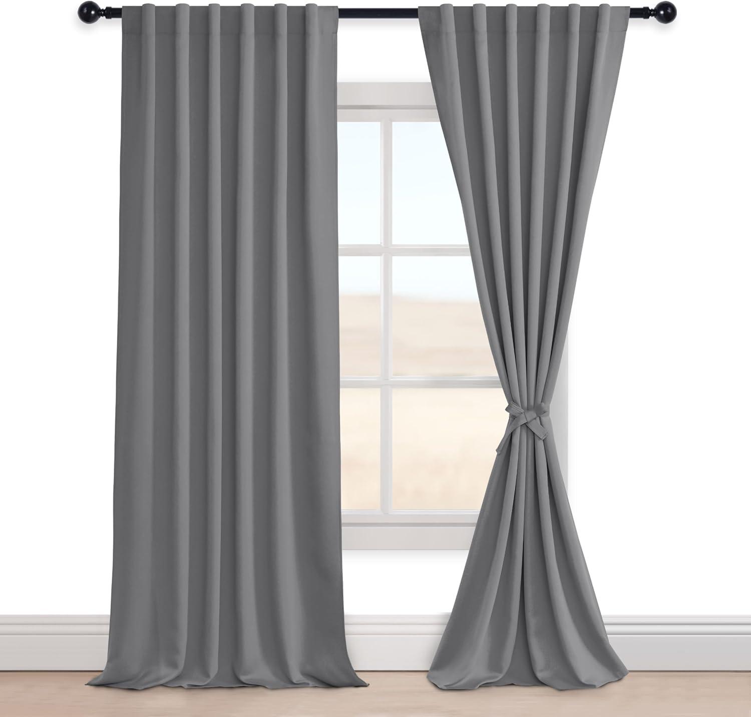 The Twillery Co.® Adona Thermal Insulated Bedroom Curtain Solid Color Room Darkening Blackout Grommet Heat Blocker Curtain Panels with White Liner
