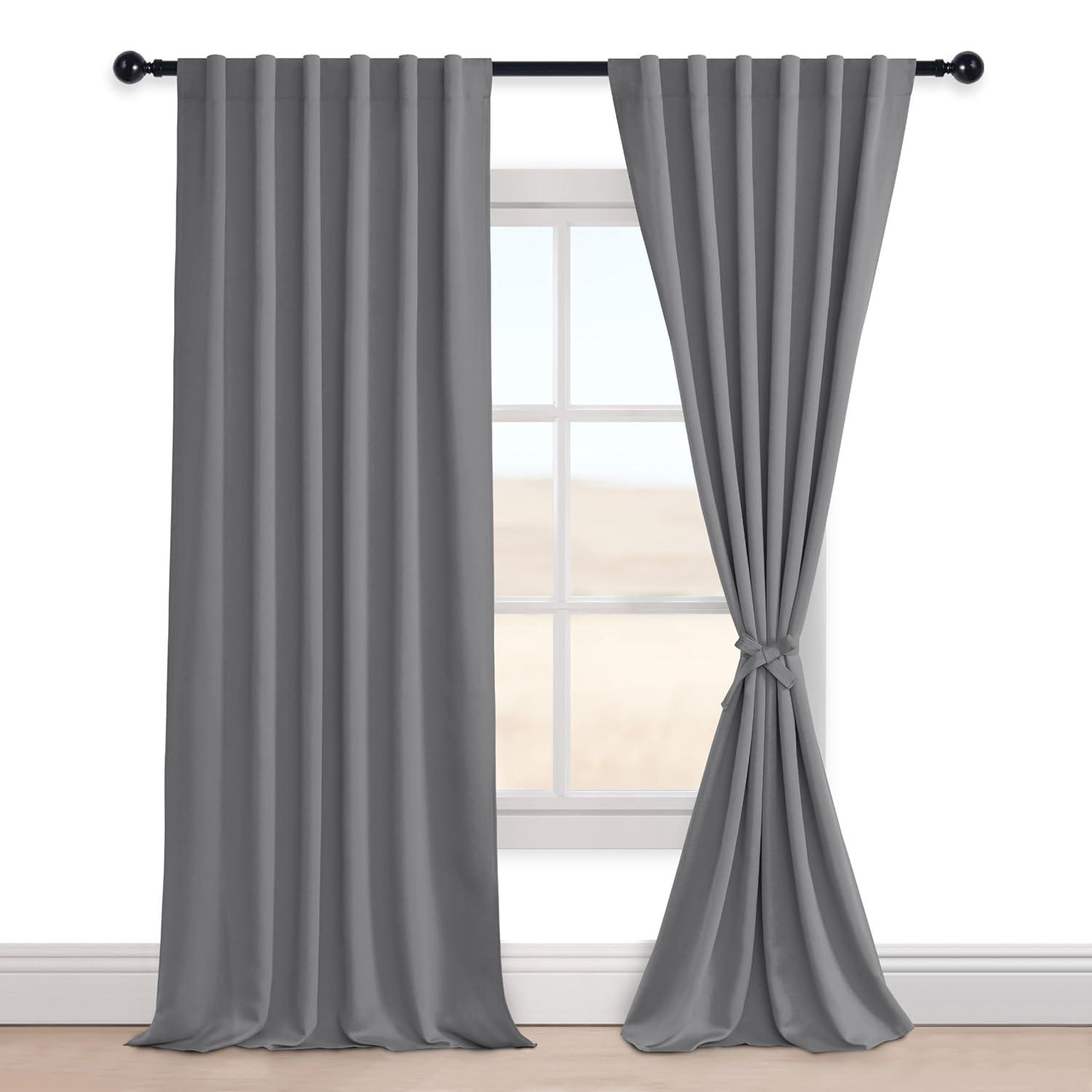 The Twillery Co.® Adona Thermal Insulated Bedroom Curtain Solid Color Room Darkening Blackout Grommet Heat Blocker Curtain Panels with White Liner