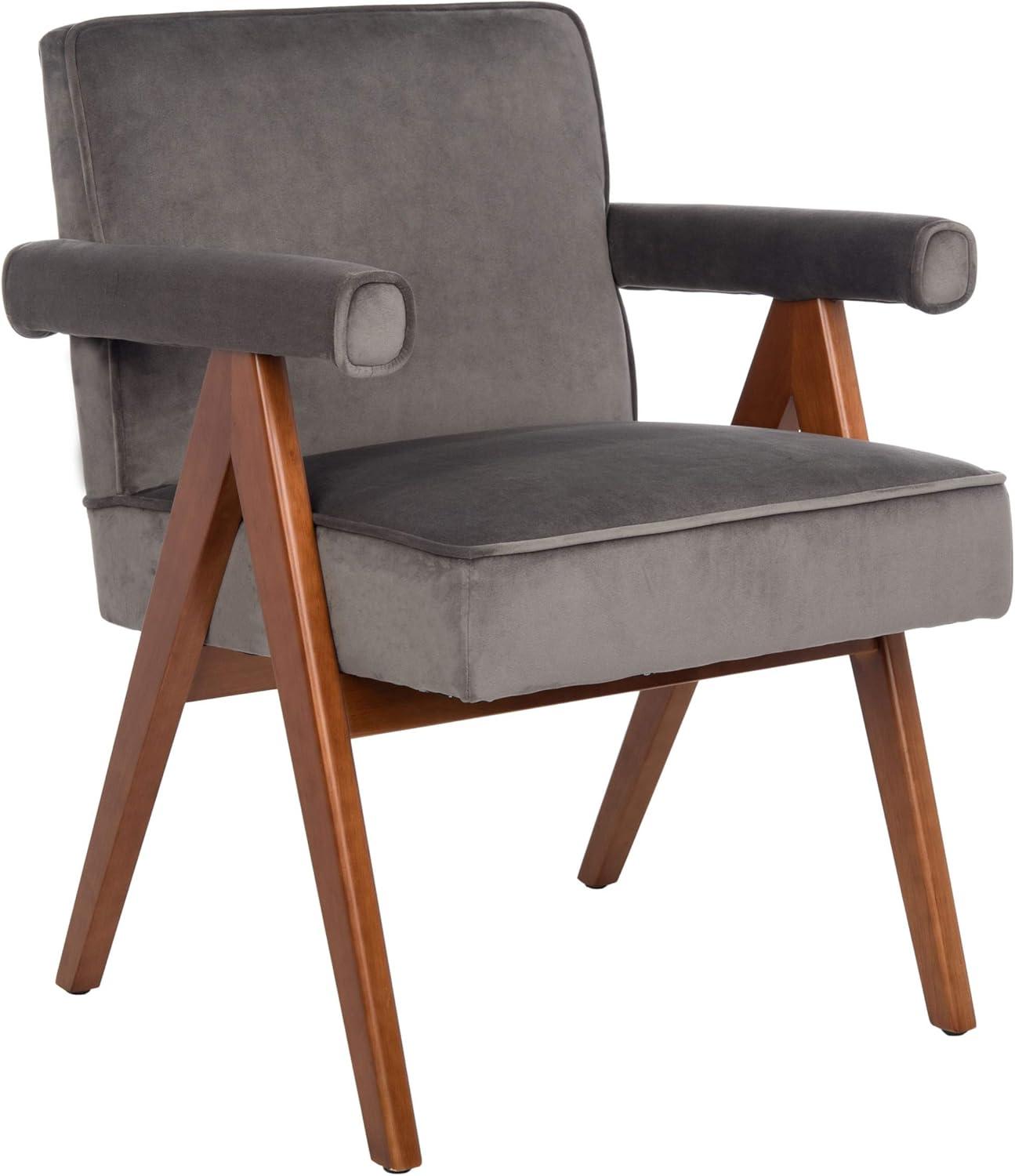 Suri Mid Century Arm Chair - ACH4508 - Dark Grey/Walnut - Safavieh