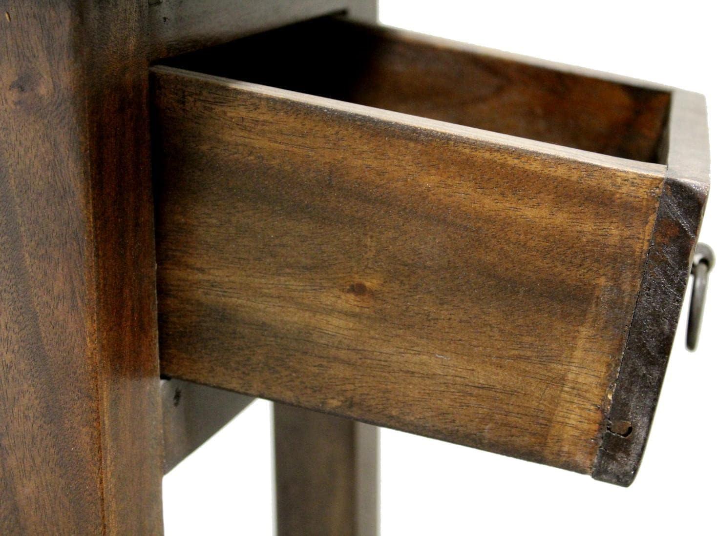 Sunset Trading Cottage Narrow Wood Side Table in Old Java Brown/Antique Iron