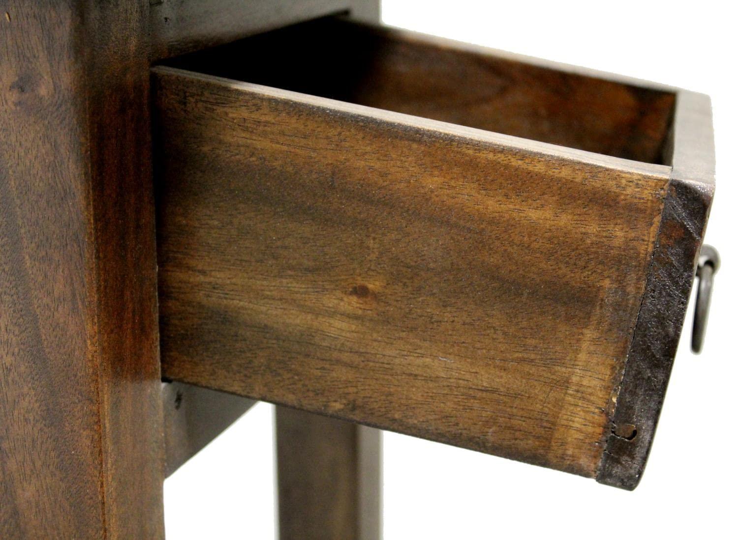 Sunset Trading Cottage Narrow Wood Side Table in Old Java Brown/Antique Iron