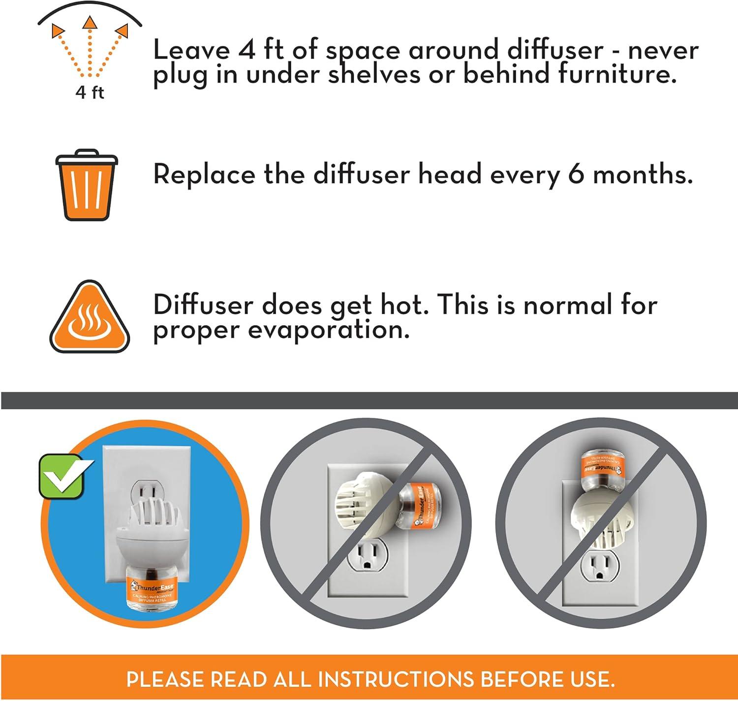 ThunderEase Dog Calming Pheromone Diffuser Refill | Powered by ADAPTIL | Vet Recommended to Relieve Separation Anxiety, Stress Barking and Chewing, and The Fear of Fireworks and Thunderstorms (30 Day