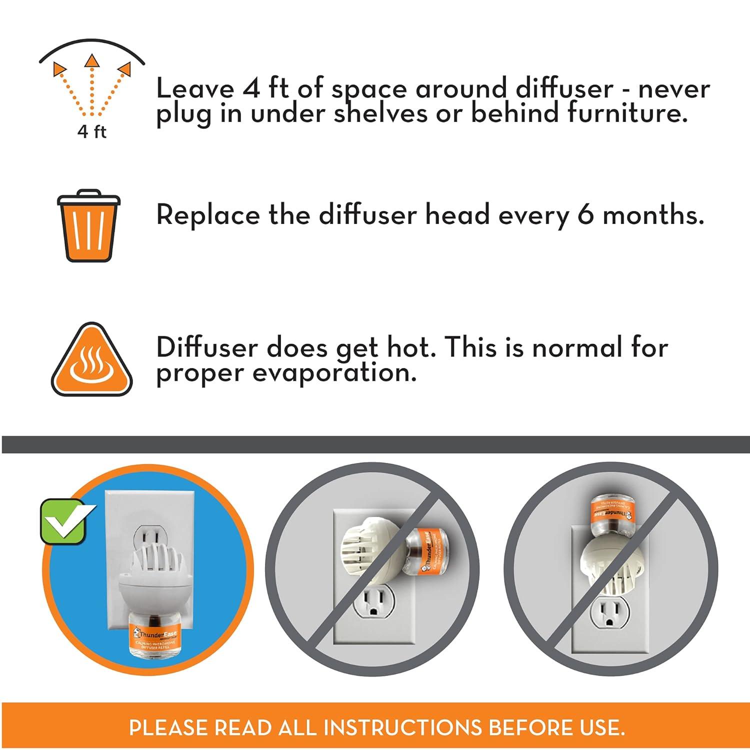 ThunderEase Dog Calming Pheromone Diffuser Refill | Powered by ADAPTIL | Vet Recommended to Relieve Separation Anxiety, Stress Barking and Chewing, and The Fear of Fireworks and Thunderstorms (30 Day