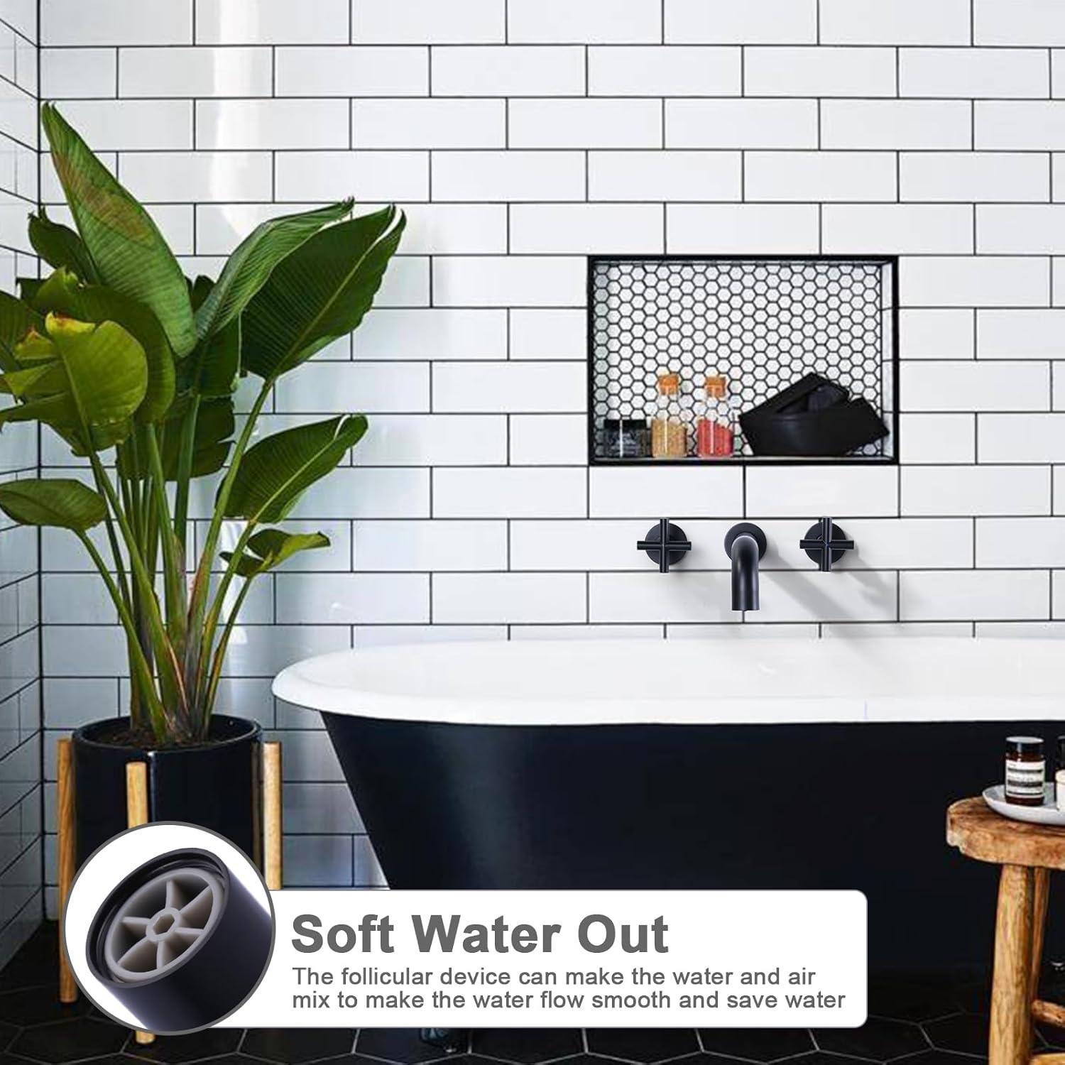 2-Handle 3-Hole Wall Mounted Roman Tub Faucet With 360° Swivel Spout
