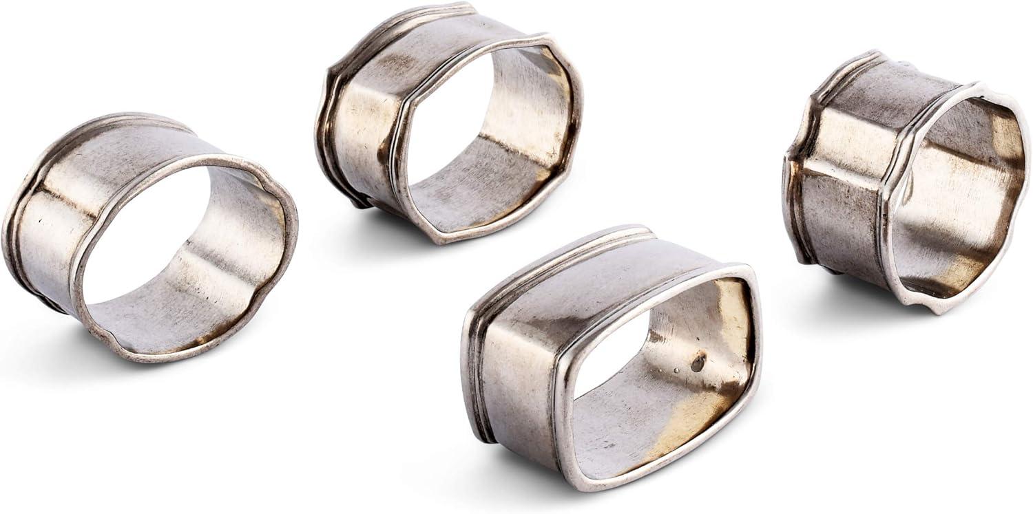 Classic Pewter Mismatched Napkin Ring Set of 4