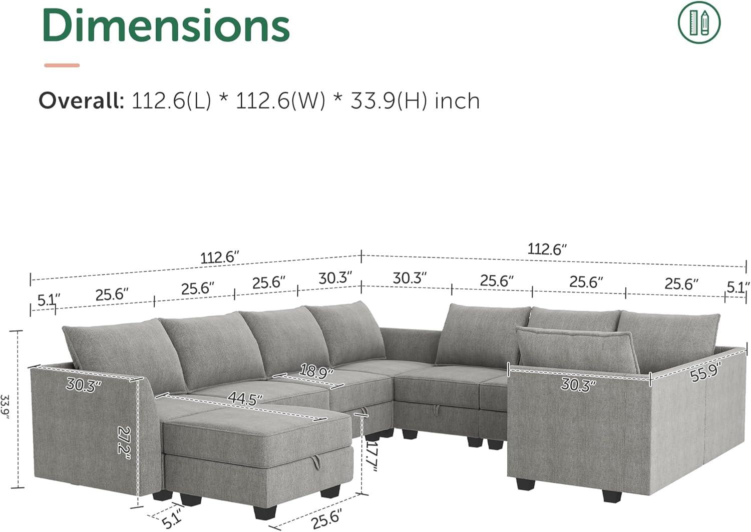 HONBAY Convertible Sectional Couch with Reversible Chaise Modern L-Shape Sofa 4-Seat Couch Modular Sectional Sofa with Storage Seats, Grey