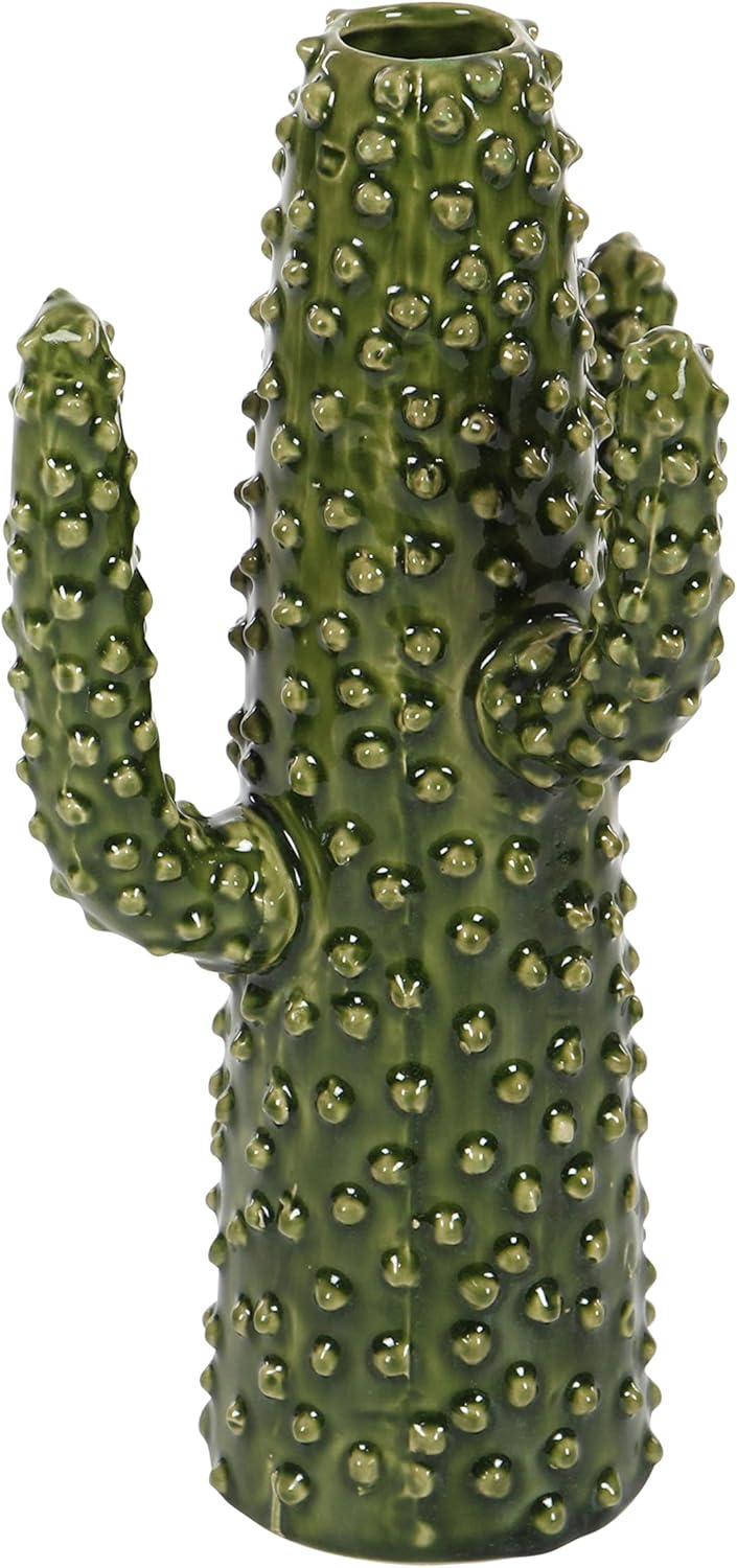 DecMode 13" Cactus Green Ceramic Vase