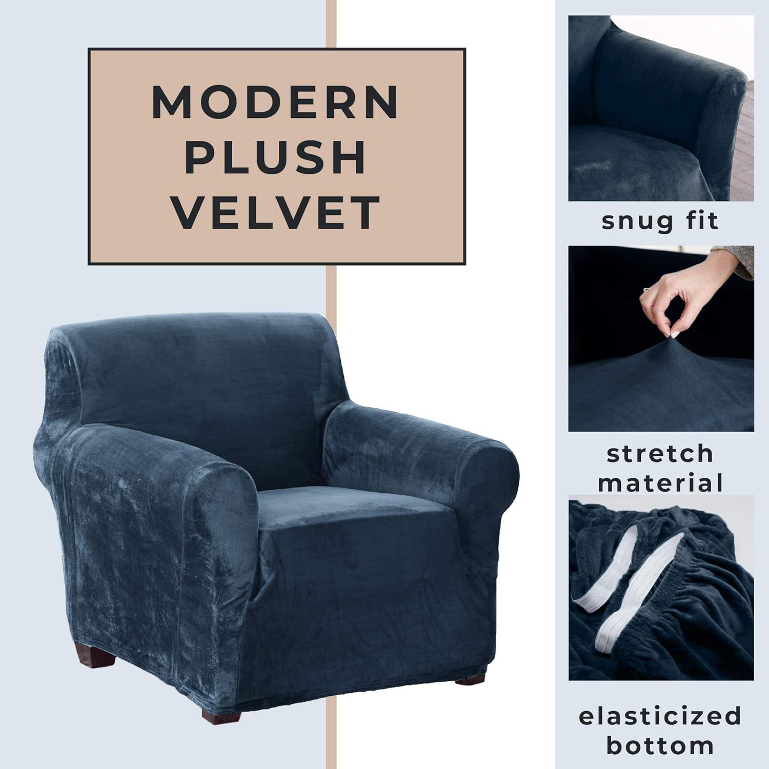 Symple Stuff Velvet Plush Stretch Chair Slipcover