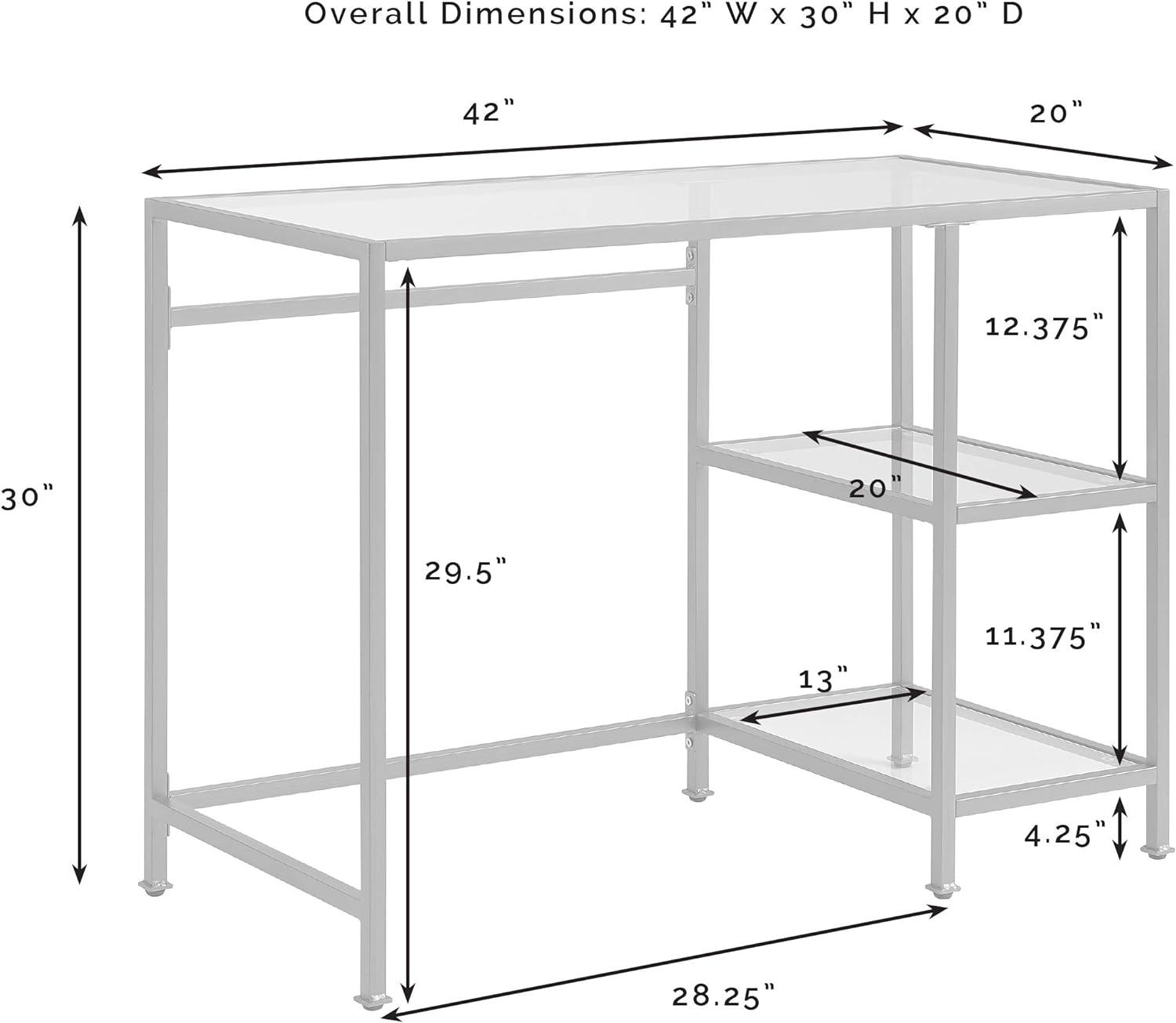 Sleek Gold-Frame 46" Glass-Top Modern Desk/Vanity