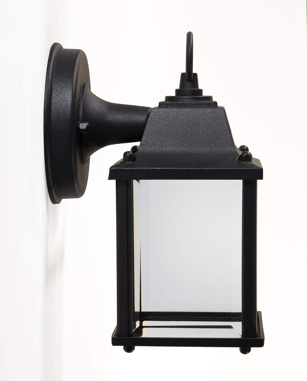 CORAMDEO Outdoor 2 PACK LED Wall Sconce Light for Porch, Patio, Barn & More, Wet Location, Built in LED gives 75W of light from 9.5W of power, Cast Aluminum w/Black Finish & Beveled G (CD-W004-830LED)