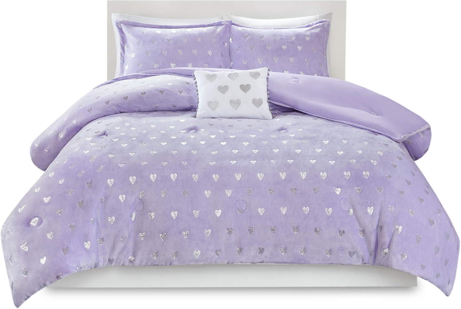 Twin Purple and Silver Microfiber Comforter Set