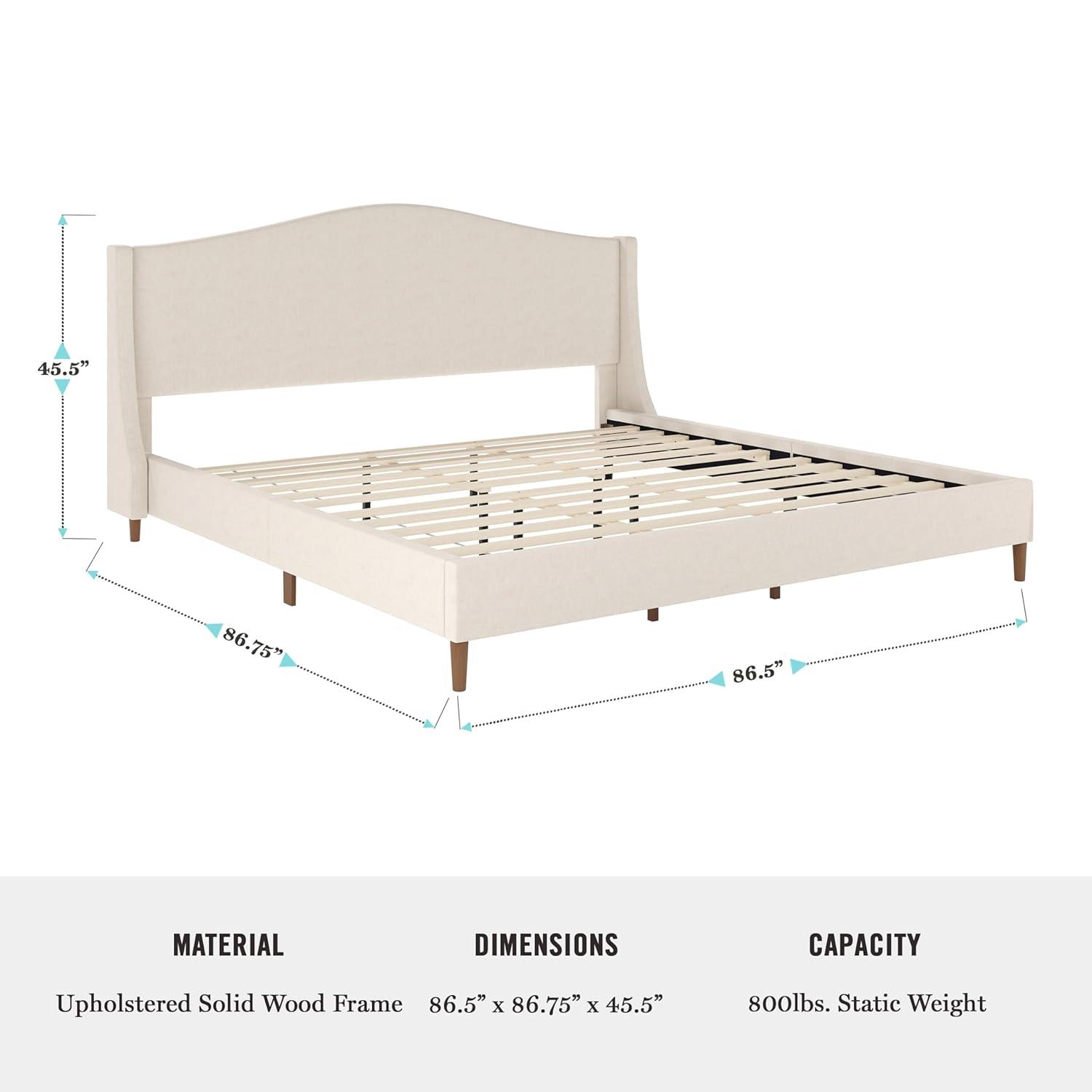Martha Stewart Martha Stewart Amelia Upholstered Platform Bed With Curved Headboard