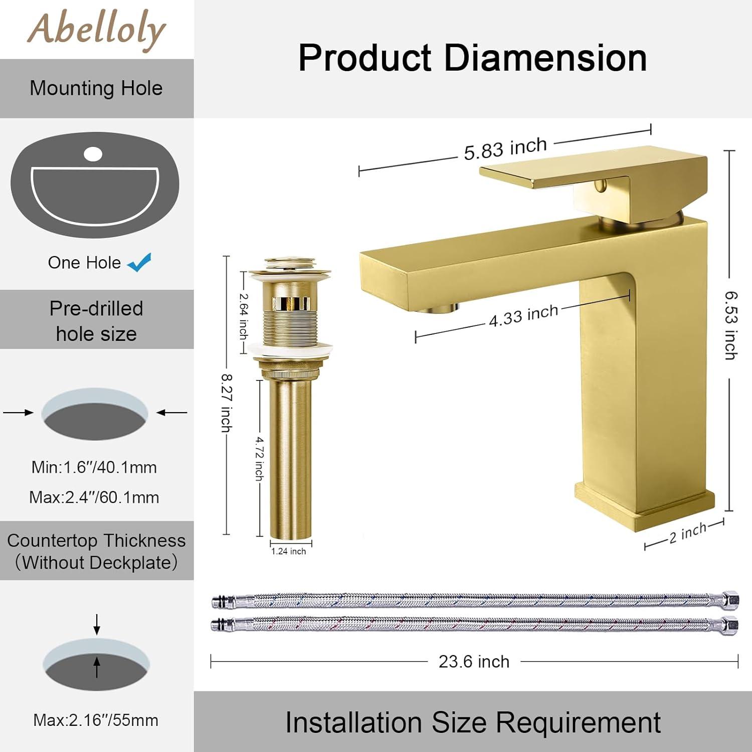 Brushed Gold Single Handle Brass Bathroom Faucet