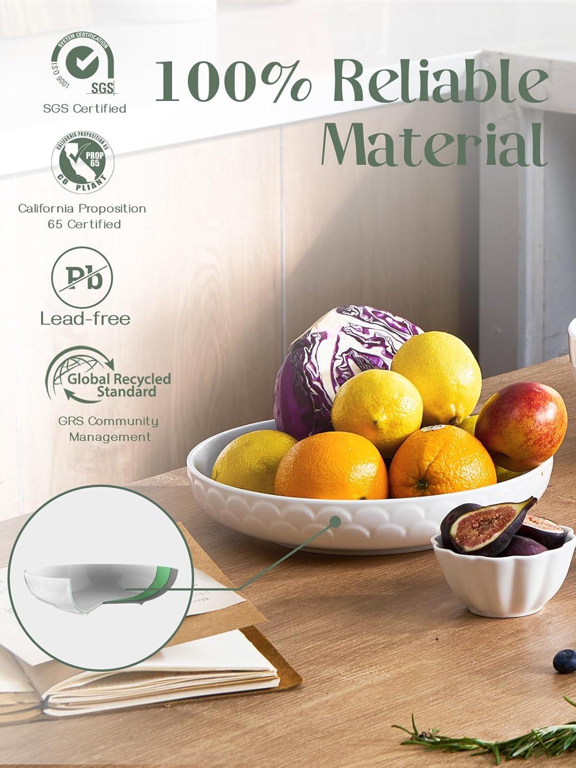 Pasta Bowls, 54 Oz Large Salad Serving Bowls, 10'' Plates Bowls Set Of 4, White Ceramic Soup Bowls For Kitchen Meal Prep, Shallow Dishes Dinner Bowl Microwave Dishwasher Safe