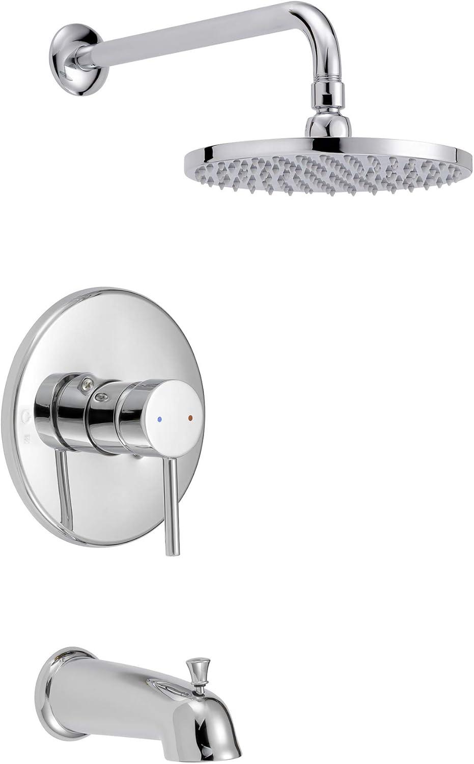 Chrome Rain Wall Mounted Shower and Faucet Set