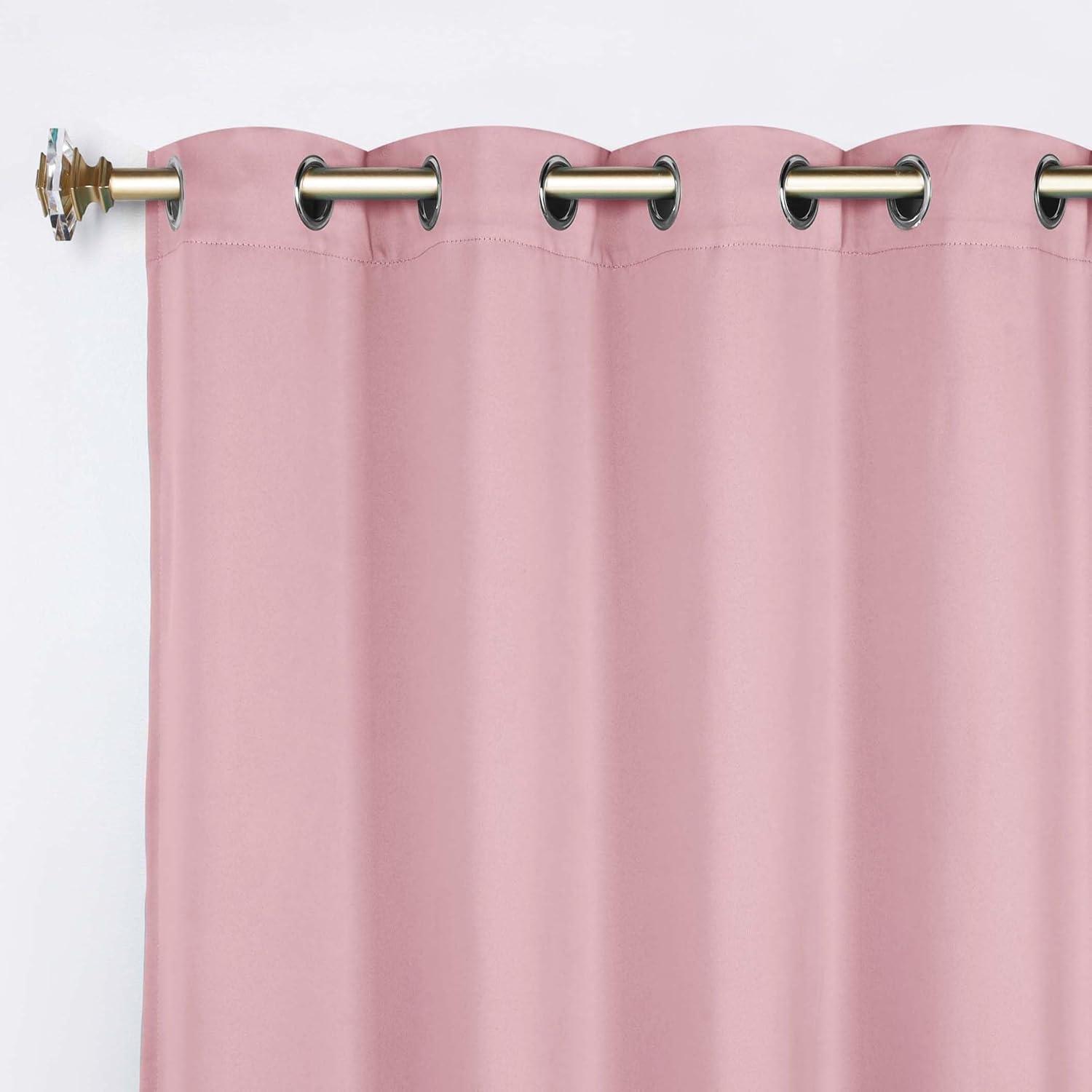 Superior Solid Blackout Curtain Panel, Set of 2, 8 Grommet Curtains 52" W x 108" L, Mauve chalk