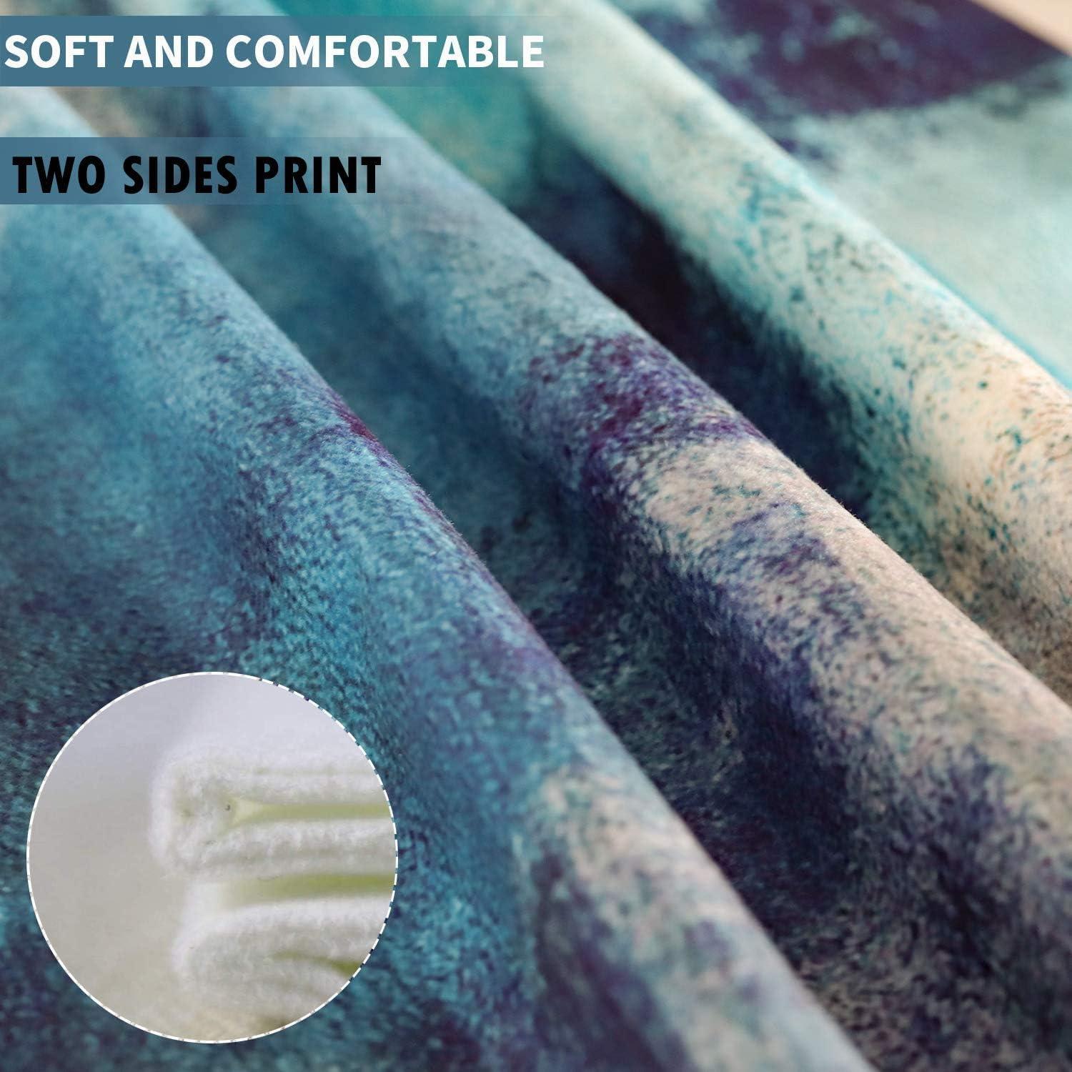 Set of 2 Teal and Grey Cotton Polyester Throw Pillow Covers