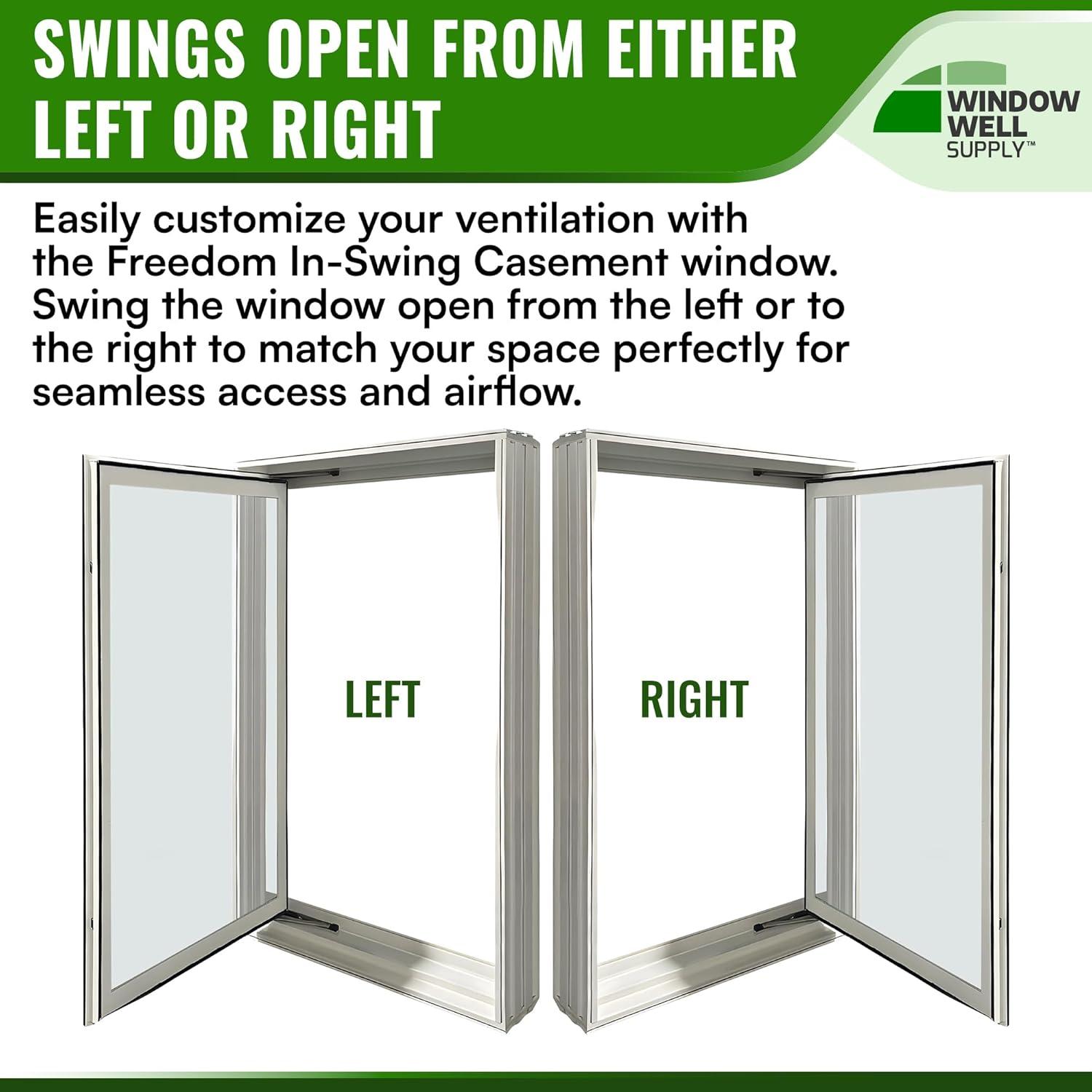 White Vinyl 36" x 36" In-Swing Casement Egress Window