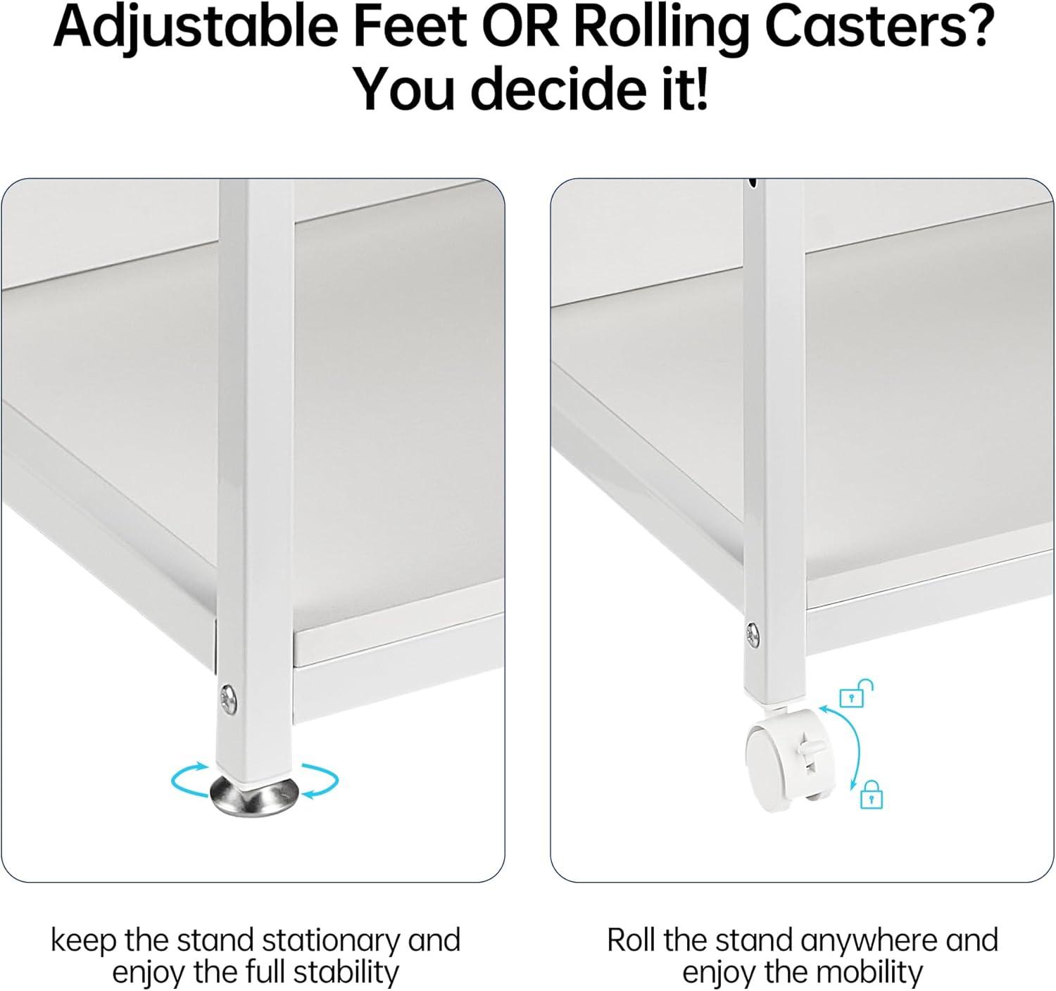 White 4-Tier Adjustable Printer Stand with Wheels