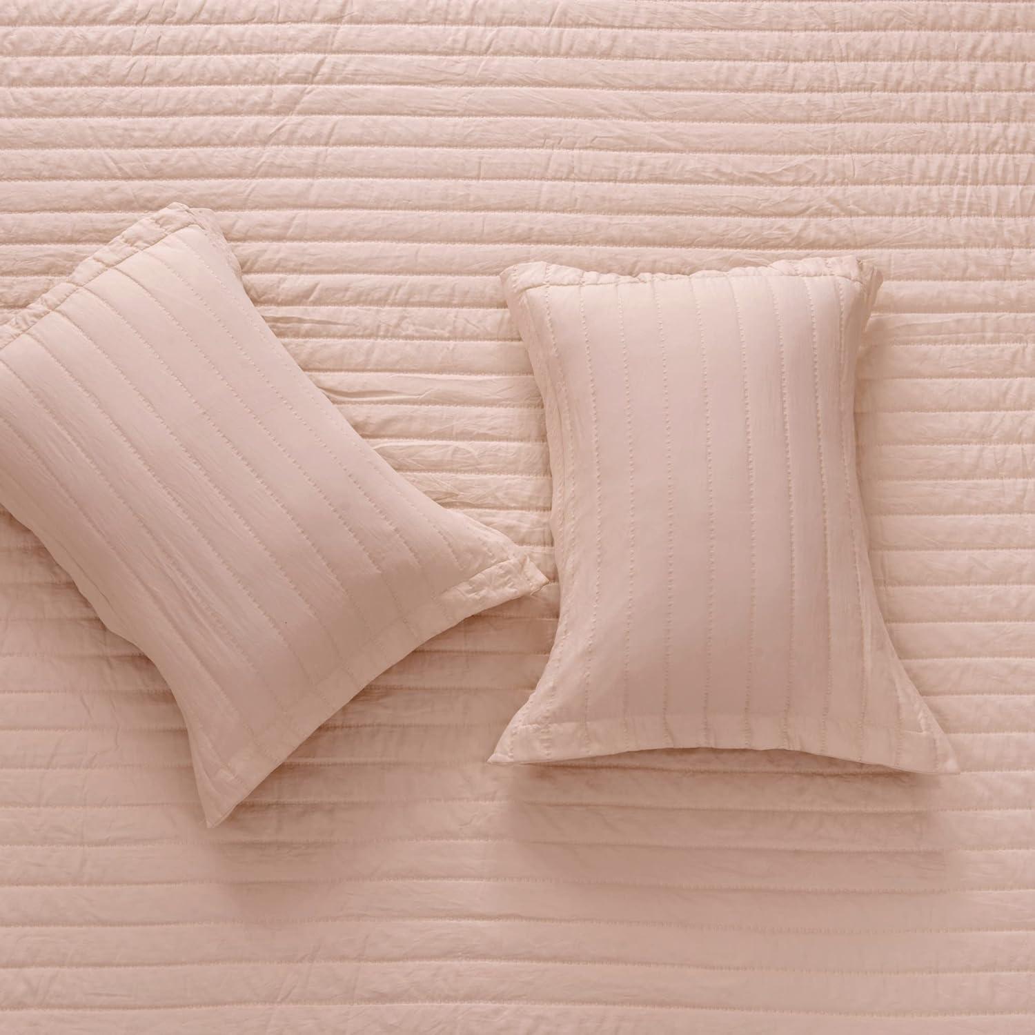 FreshFolds Solid Stitched Microfiber Quilt Set with Shams