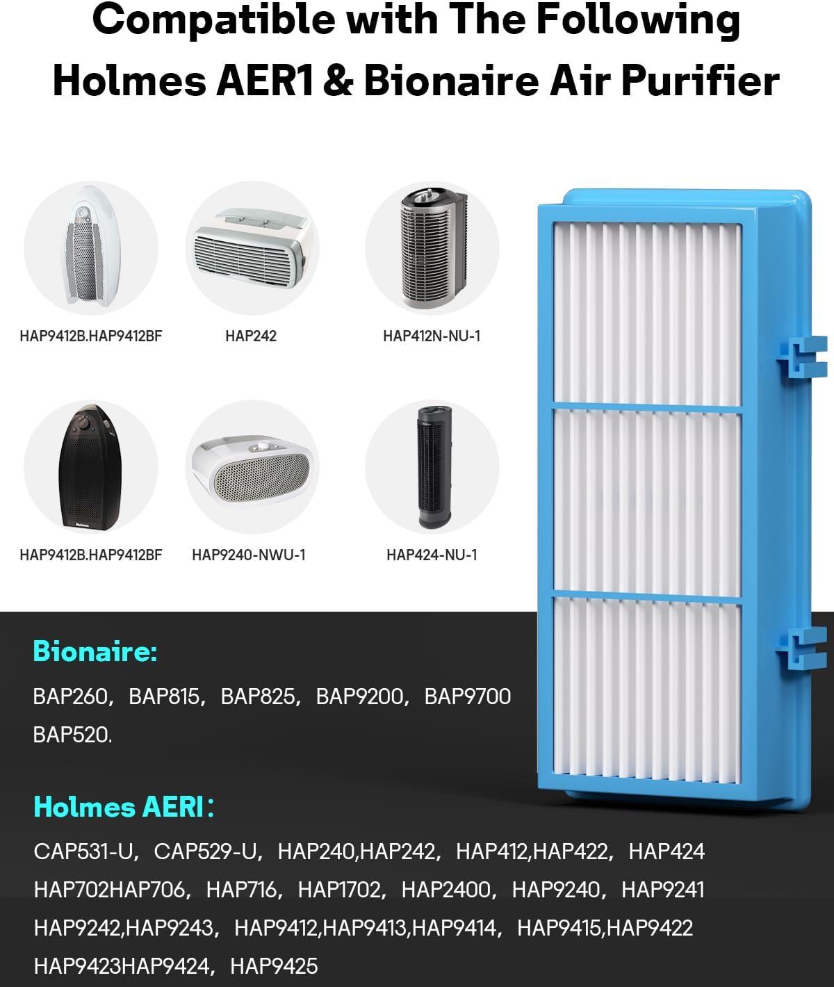 Holmes AER1 Filter Replacement for Holmes Air Purifier, 2 True HEPA Filters + 4 Carbon Booster Filters, HAPF30AT