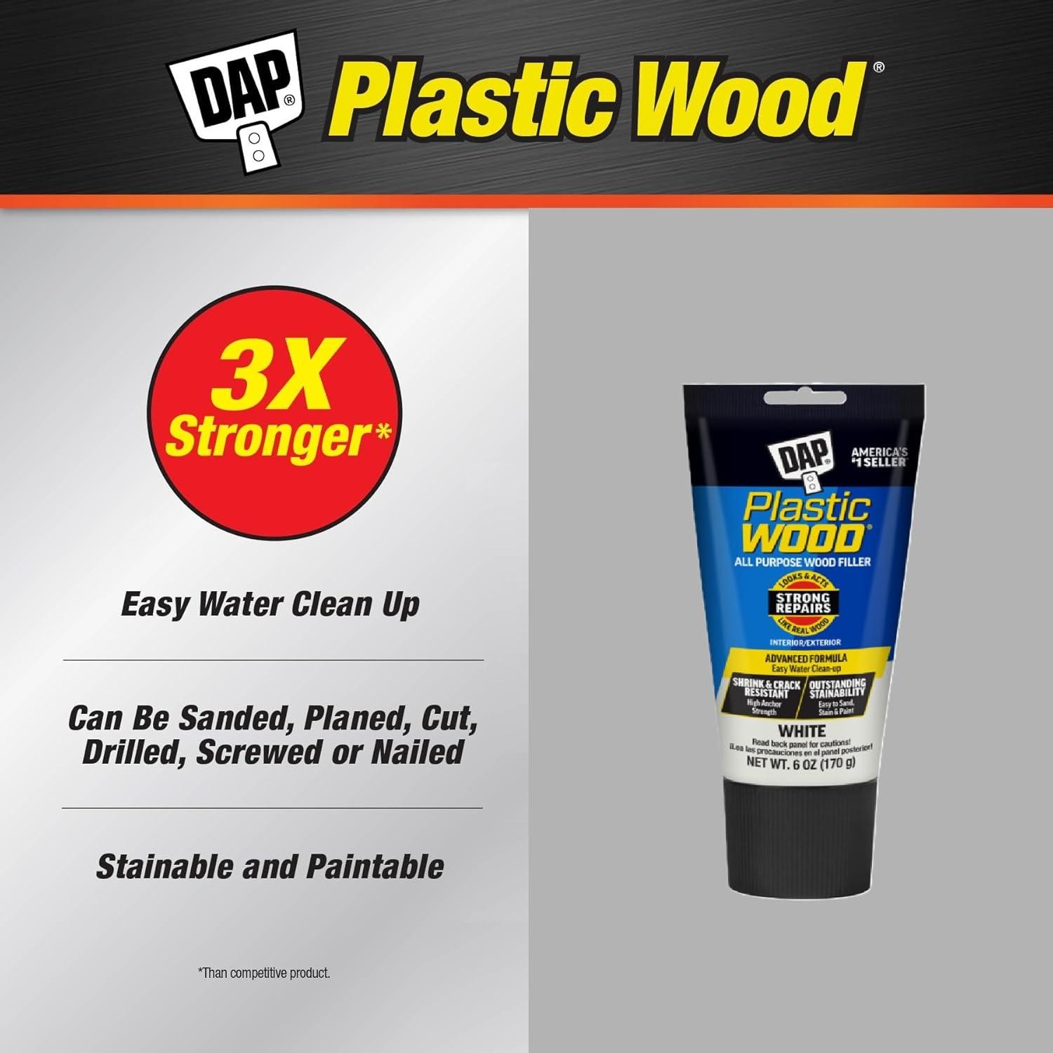 DAP Plastic Wood Latex 6 Oz White All Purpose Wood Filler