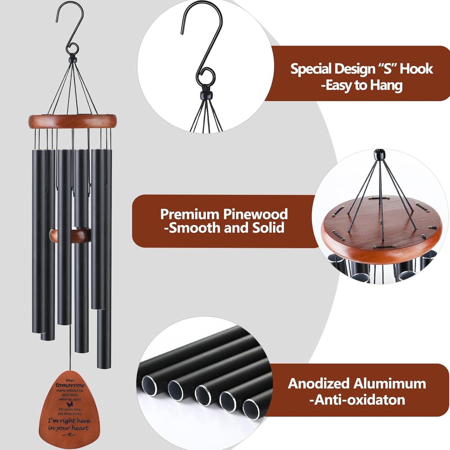 Sympathy Gifts for Loss of Loved One 32" Memorial Wind Chimes for Loss of Loved One Bereavement Condolence Gifts Sympathy Windchimes Memory Wind Chime with Memorial Card