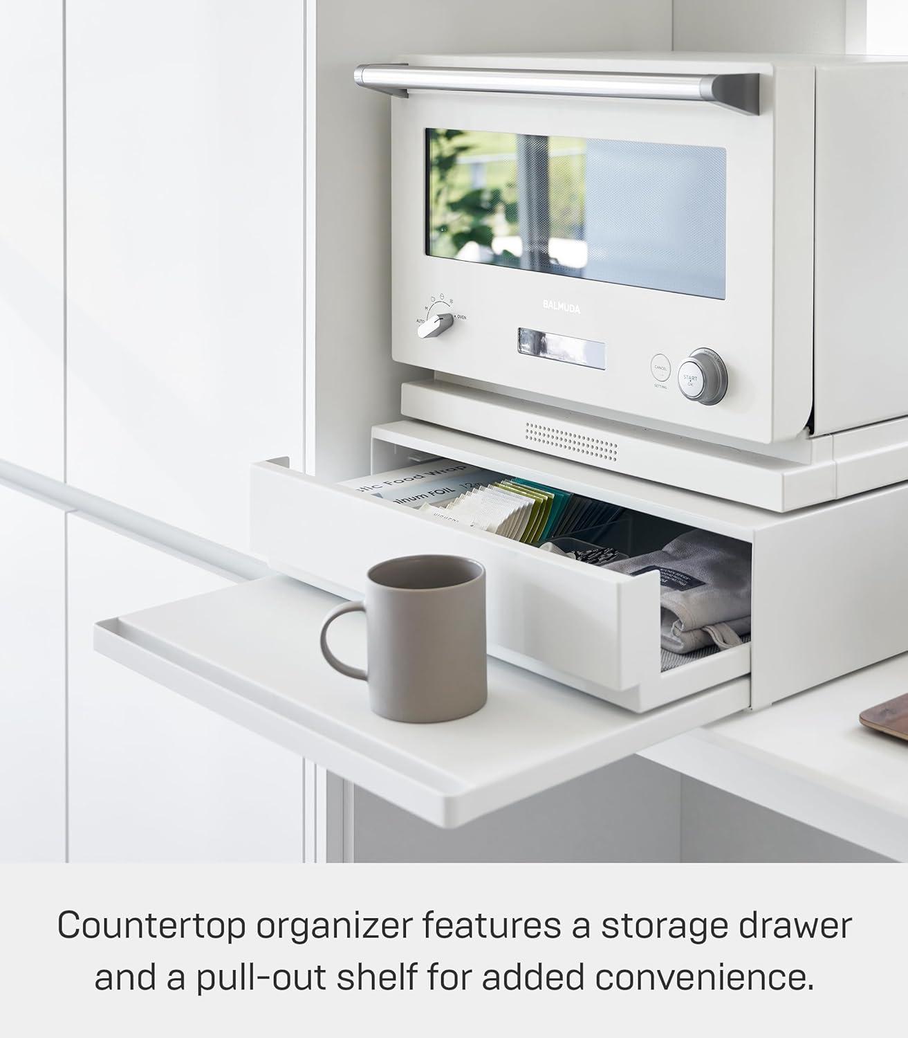 Yamazaki Home Yamazaki Home Countertop Drawer With Pull-Out Shelf, Steel, Holds 37 Lbs