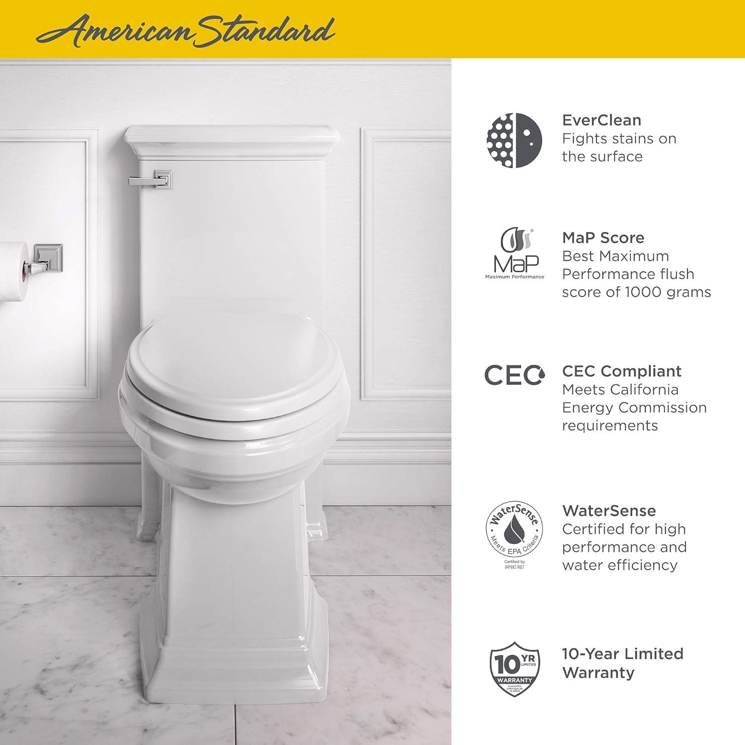 American Standard Town Square S 1-Piece 1.28 GPF Single Flush Elongated Toilet in Linen, Seat Included