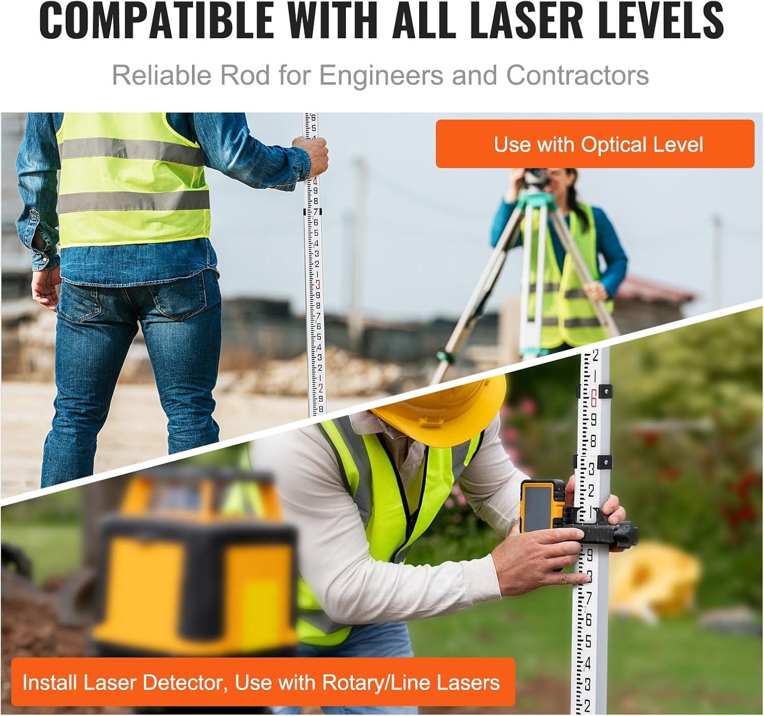 16 ft. Aluminum Telescopic Folding Measuring Rod with Double-Sided Scale