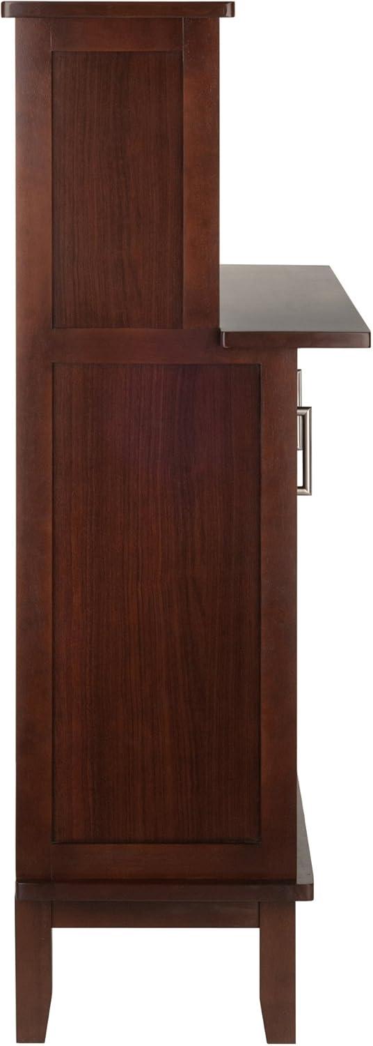 Beynac Wine Bar Cappuccino - Winsome: Storage Cabinet, Stemware Rack, Buffet Hutch