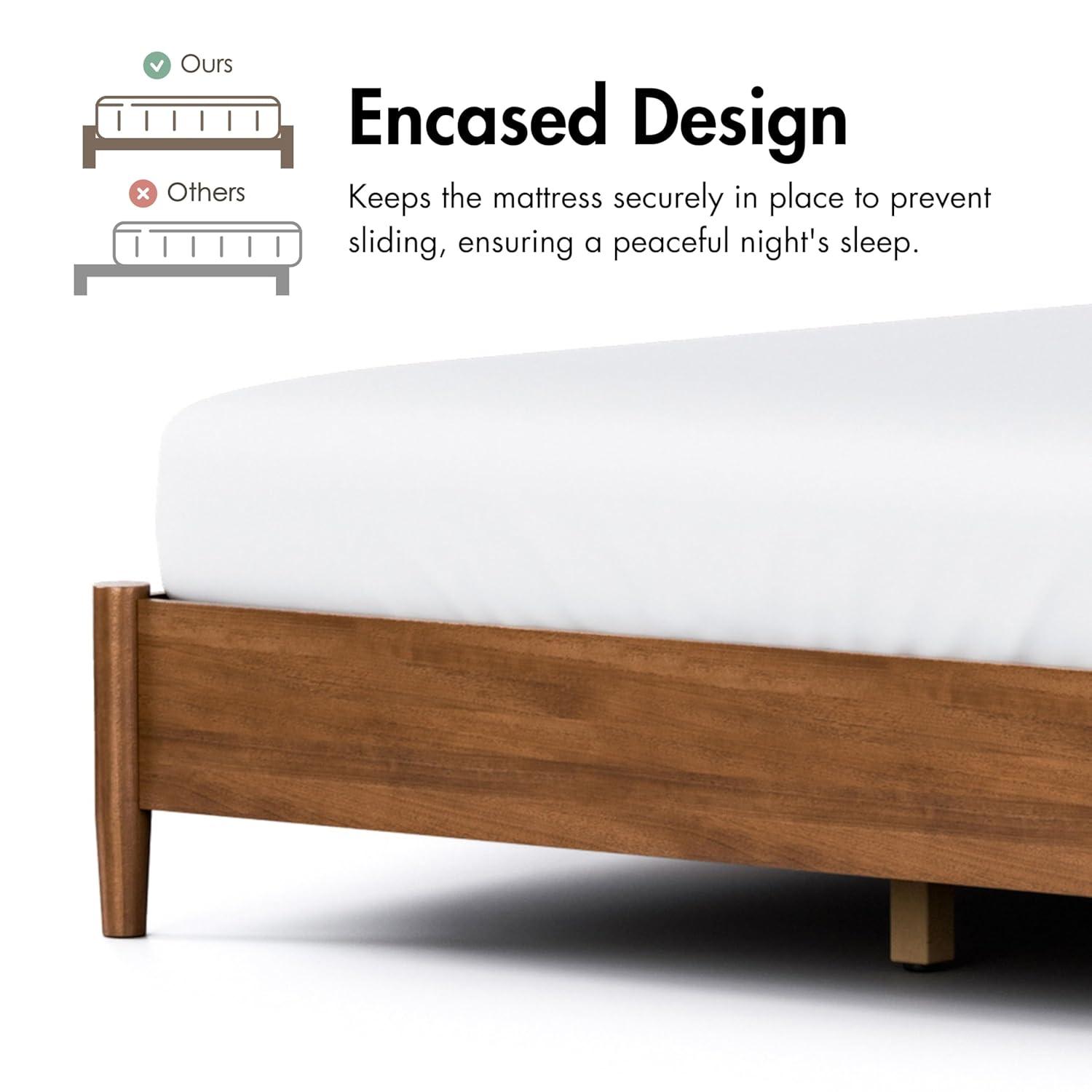 HOMES: Inside + Out Full Riverstone Mid-Century Modern Platform Bed with Headboard Walnut Wood