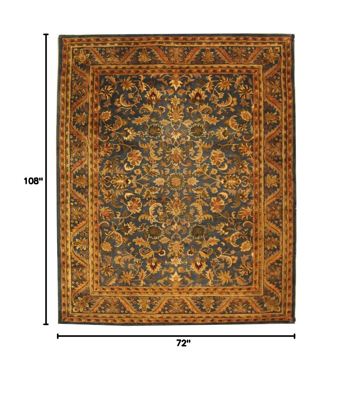SAFAVIEH Antiquity Carmella Floral Bordered Wool Area Rug, Blue/Gold, 6' x 9'