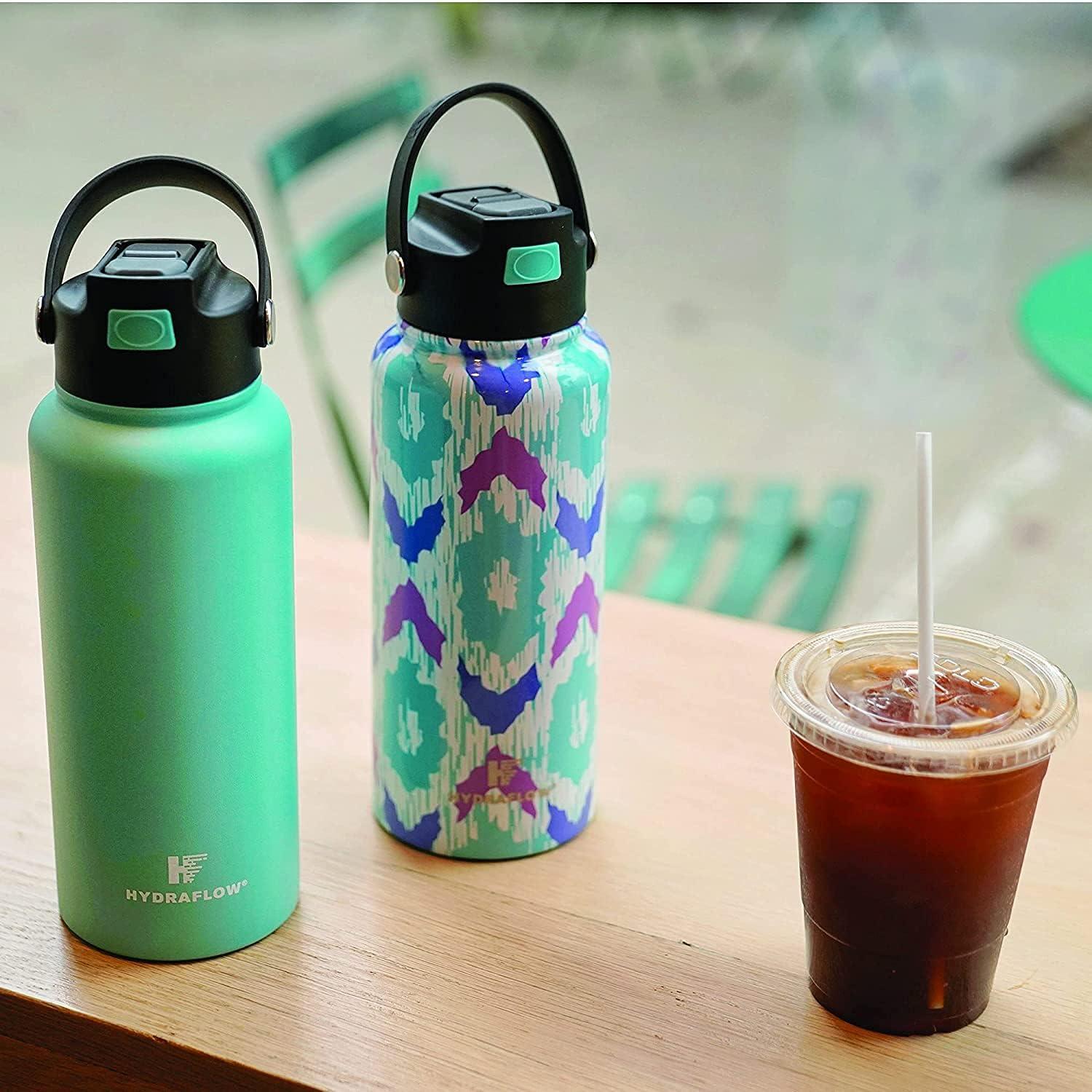 Hydraflow Hybrid - Triple Wall Vacuum Insulated Bottle with Flip Straw - Insulated Water Bottle - Stainless Steel Bottle - Water Bottle with Straw - Reusable Water Bottle (25oz, Powder Graphite)