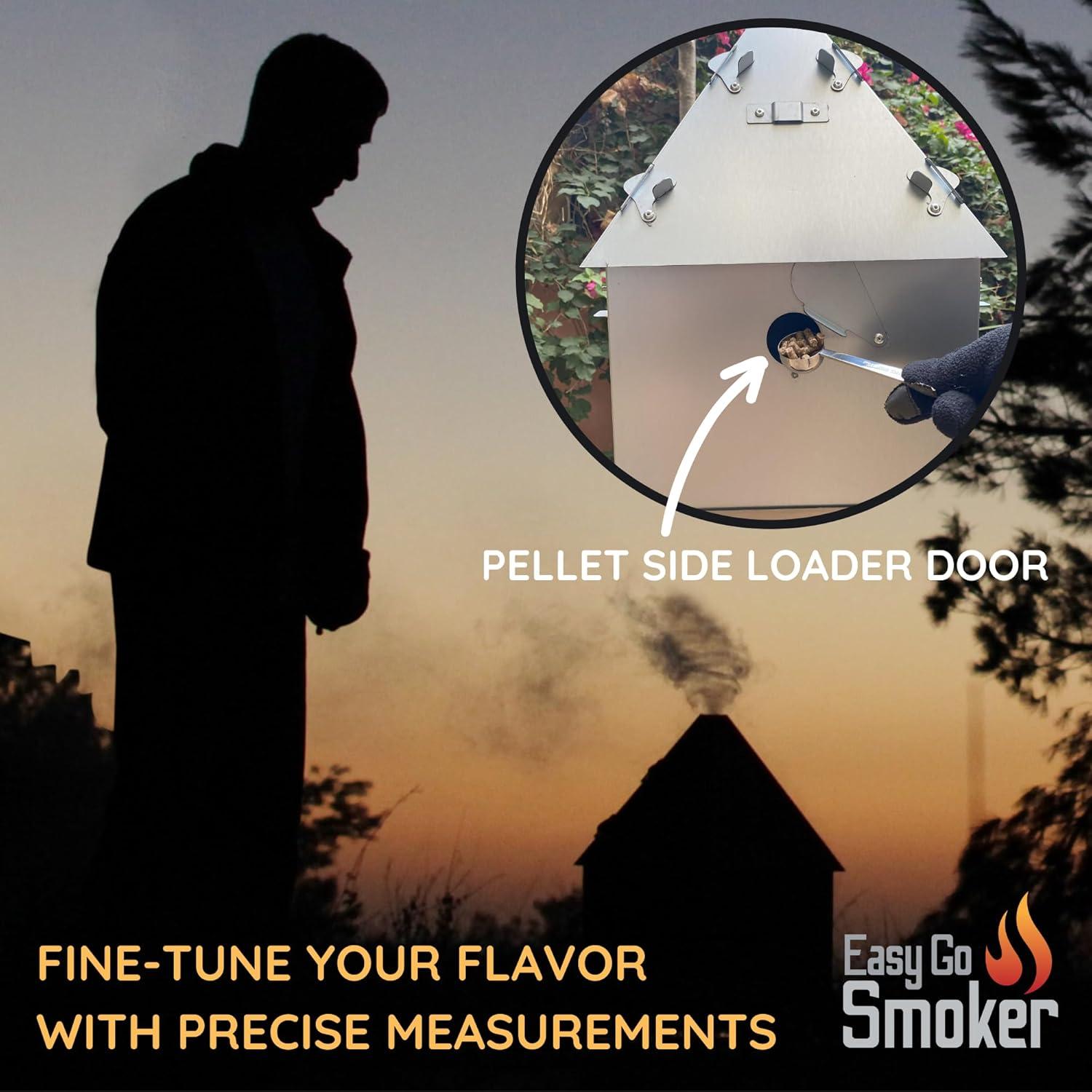 Foldable & Portable Vertical Pellet Smoker - 19.7” Meat Smoker for BBQ Grill, Outdoor Cooking, Camping & RV - Easy to Clean - Includes Carrier Bag, Spoon & Built-in Thermometer – EasyGoSmoker