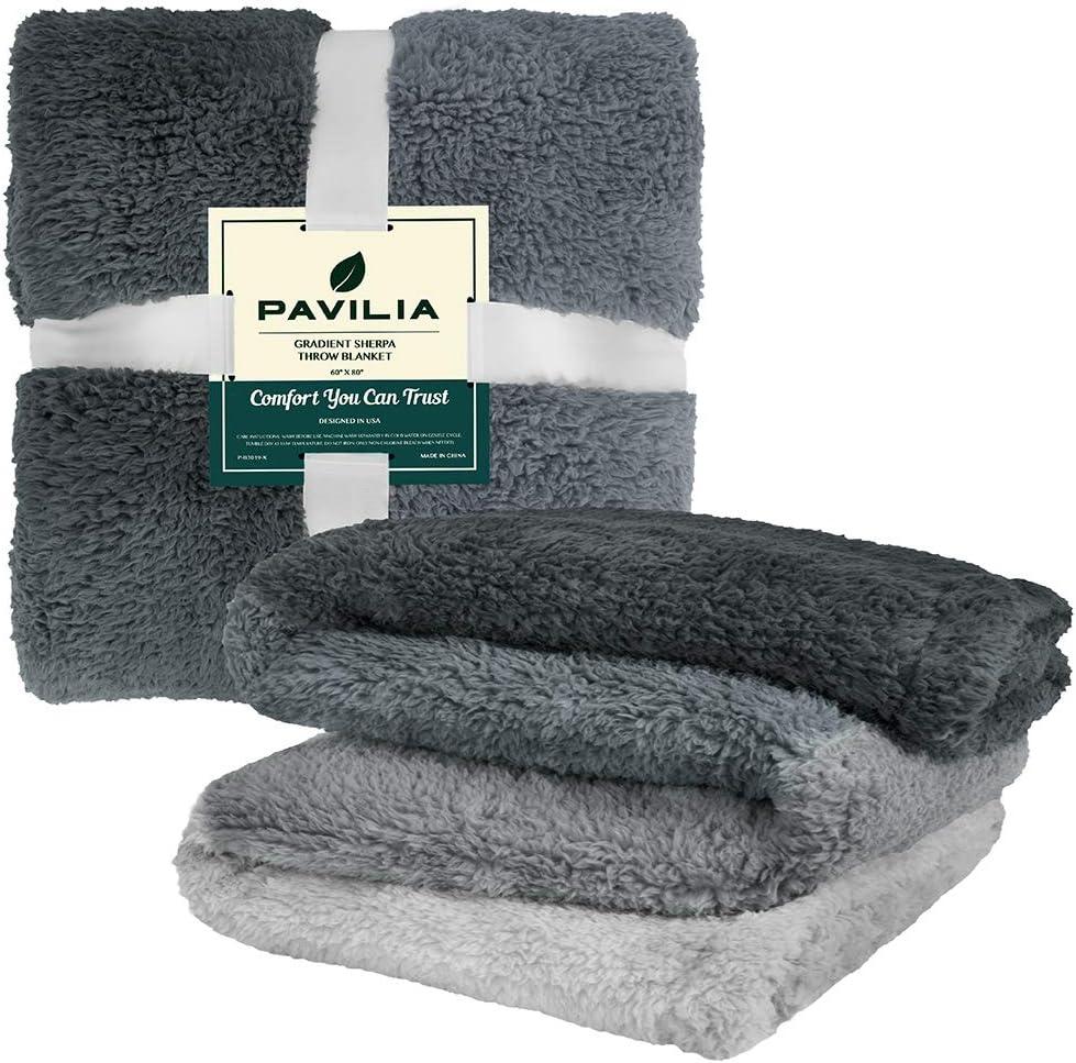 PAVILIA Plush Throw Blanket for Couch Bed, Faux Shearling Blanket and Throw for Sofa Home Decor