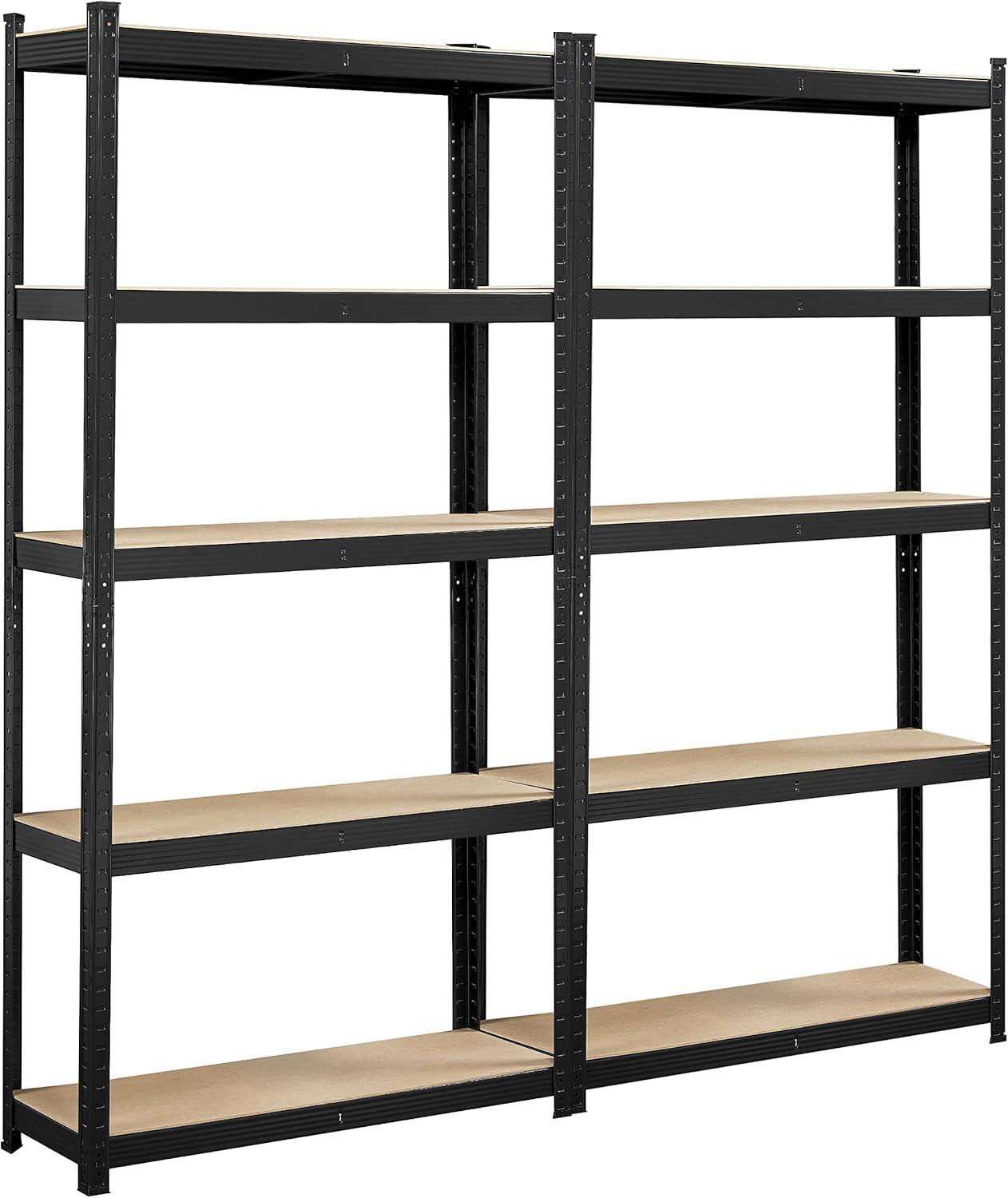 Smile Mart 2PCS 5 Tiers Adjustable Storage Shelf Units for Garage, 35.5″ L*12″ W*71″ H, Black