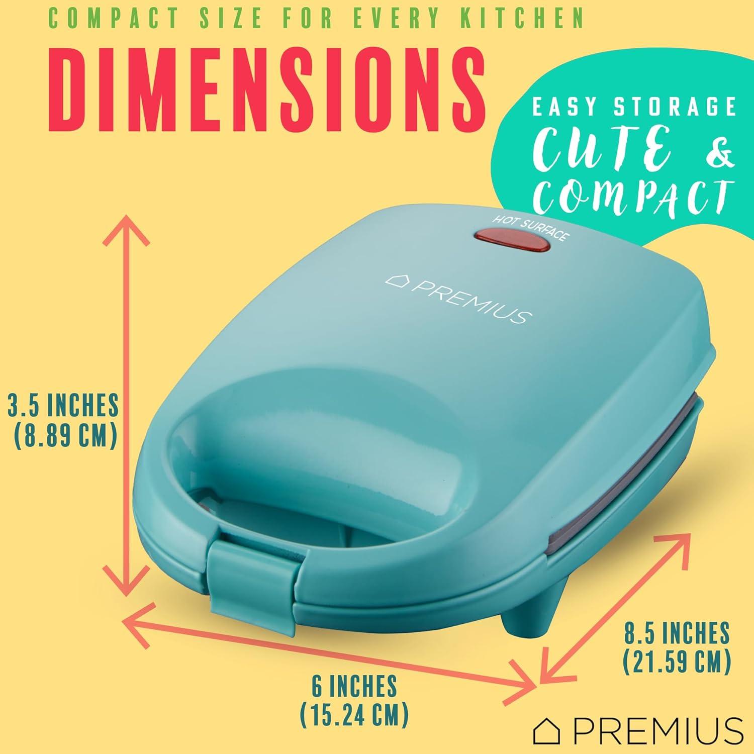 PREMIUS Ceramic Non-Stick Mini Snack Donut Maker, Turquoise, 2 Inch Mold, 4 Count