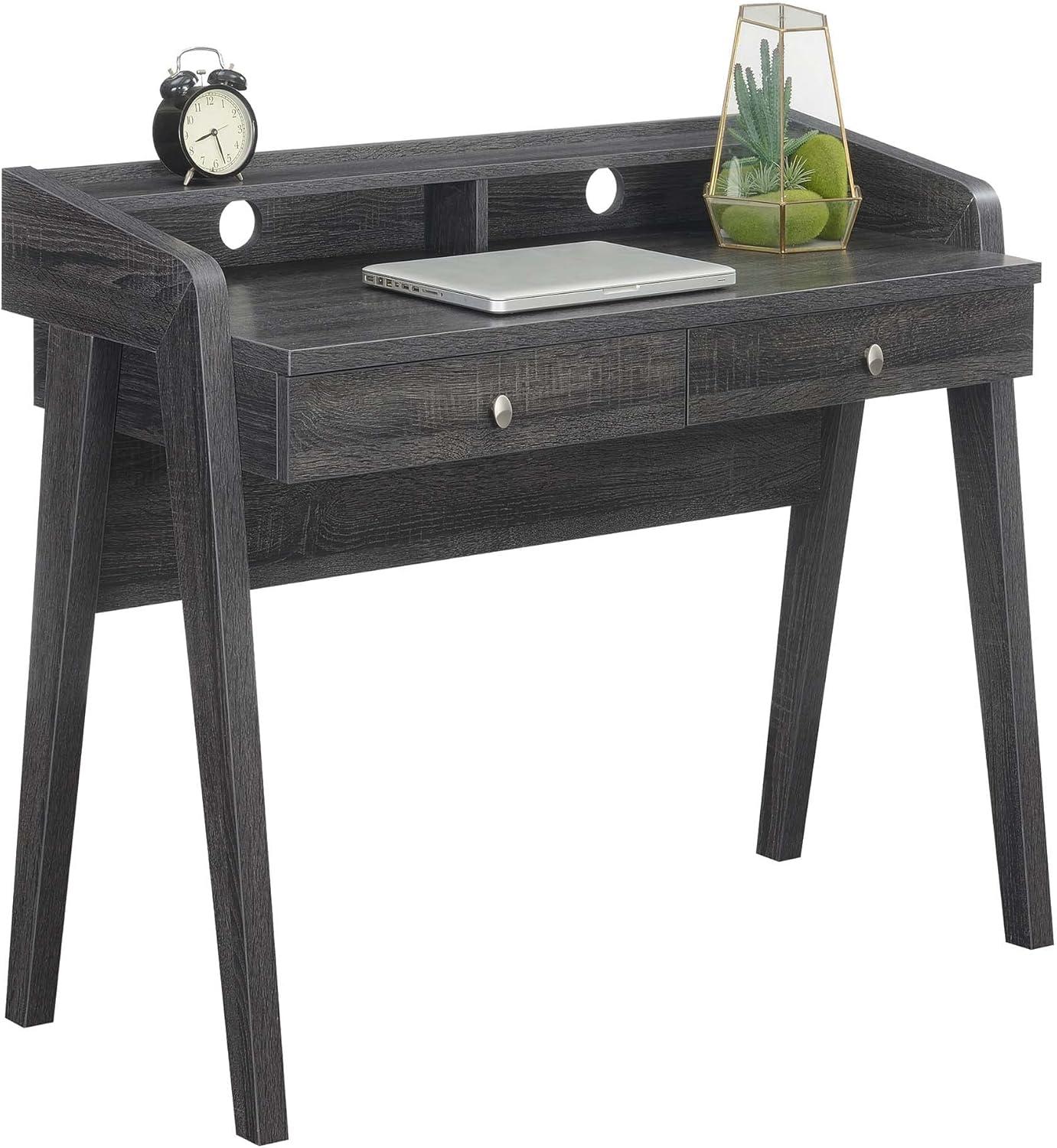 Convenience Concepts Newport 34.75 In. Deluxe 2 Drawer Desk with Shelf, Weathered Gray, All Ages