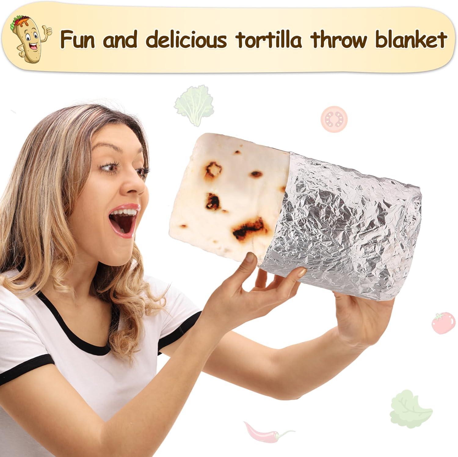 Burritos Tortilla Throw Blanket 2.0 Double Sided 71 inches for Adult and Kids, Giant Funny Realistic Food Blankets, 285 GSM Novelty Soft Flannel Taco Blanket (Yellow -Double Sided)