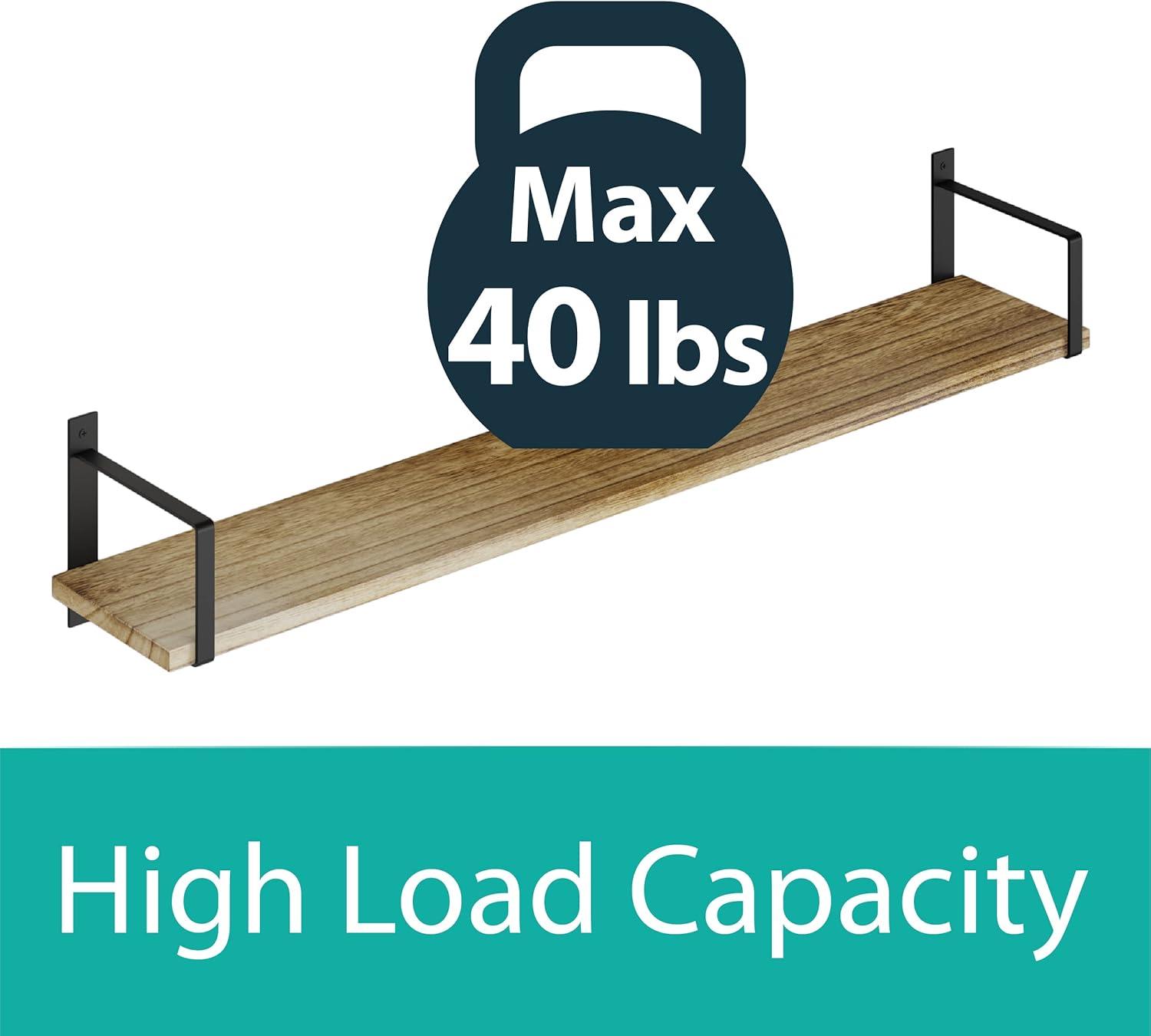 Toledo 36" Black and Burnt Wood Floating Shelves Set