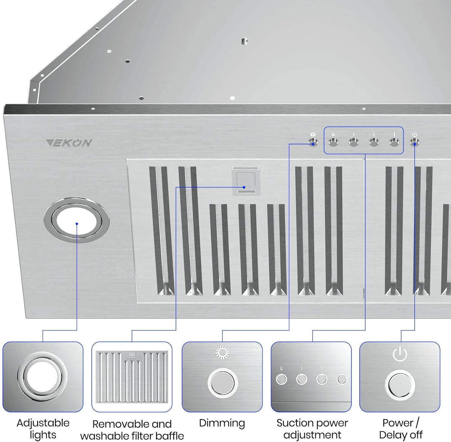 EKON KITCHEN EXPERT 36" Stainless Steel 900 CFM Convertible Insert Range Hood