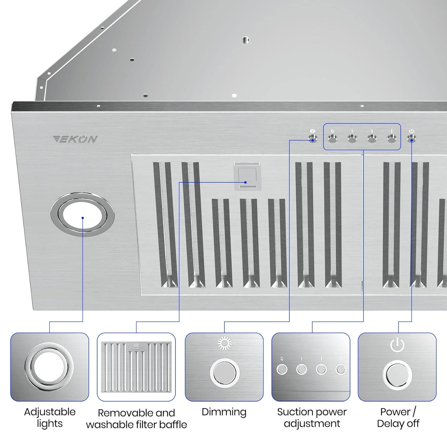 EKON KITCHEN EXPERT 36" Stainless Steel 900 CFM Convertible Insert Range Hood