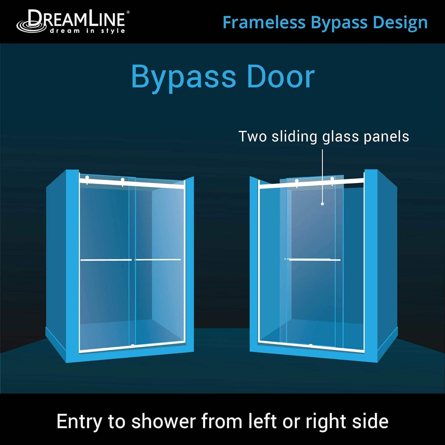 44" - 48" W 76" H Reversible Semi-Frameless Shower Door with ClearMax Technology