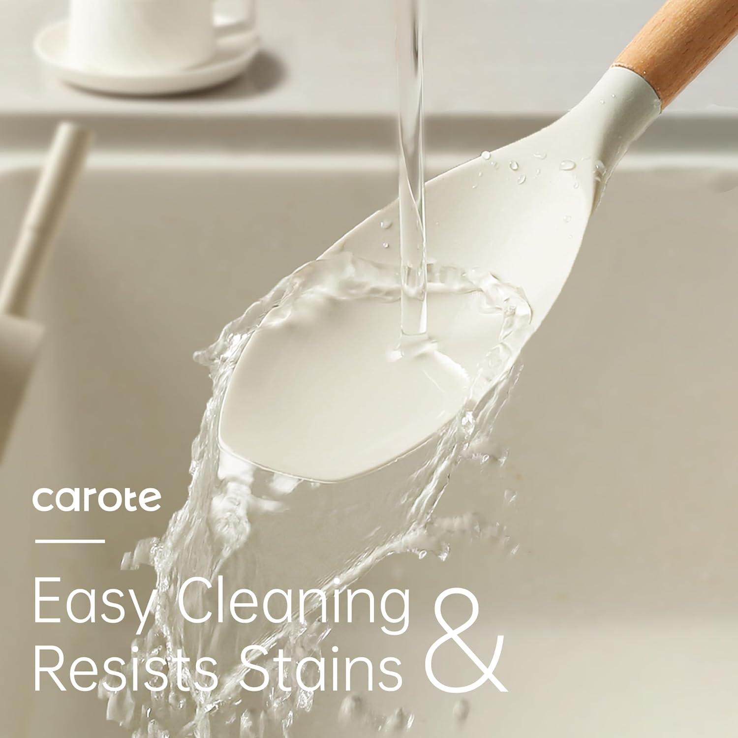 Carote 17-Piece Silicone and Wood Cooking Utensil Set, Heat-Resistant, Safe for Nonstick Cookware