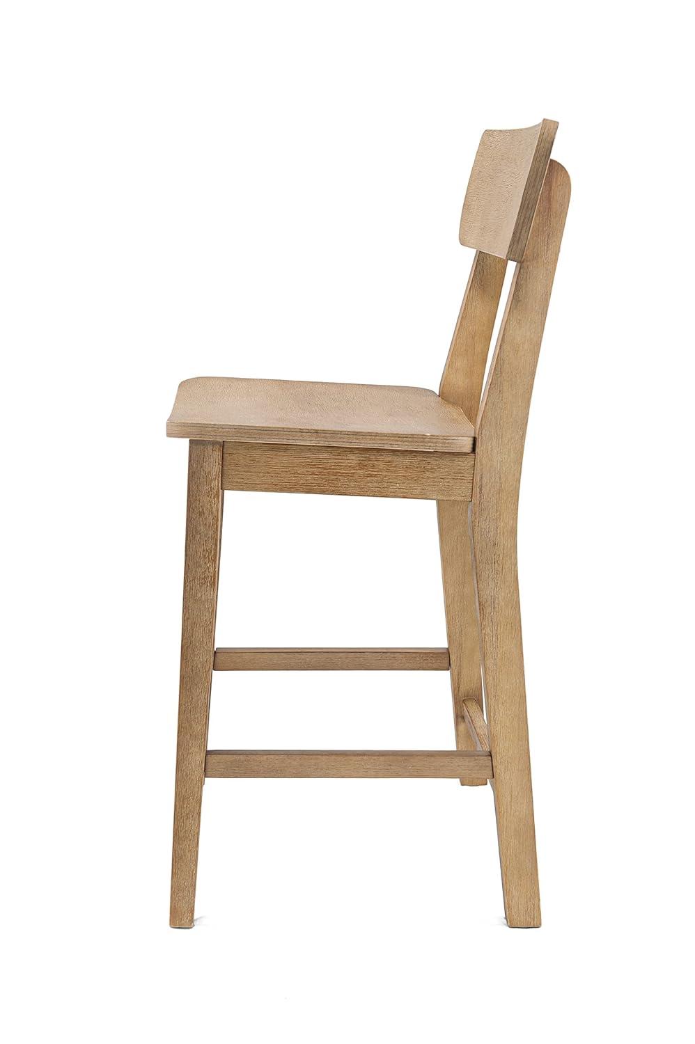 24" Torino Counter Height Barstool Barnwood - Boraam: Solid Wood, Farmhouse Style, Square Seat