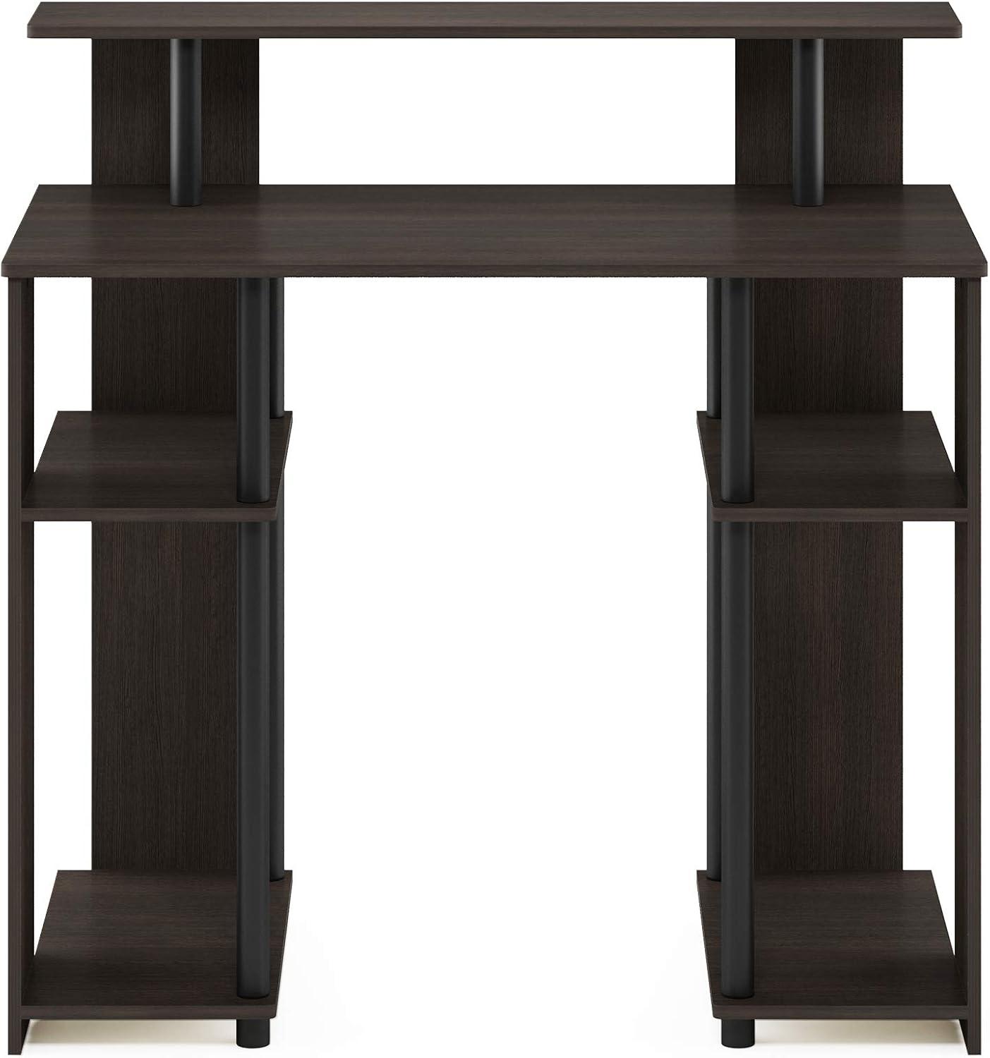 Furinno Simple Design Computer Desk Home Office Workstation Study Writing Desk Open Bookcsae with CPU Stand,Walnut