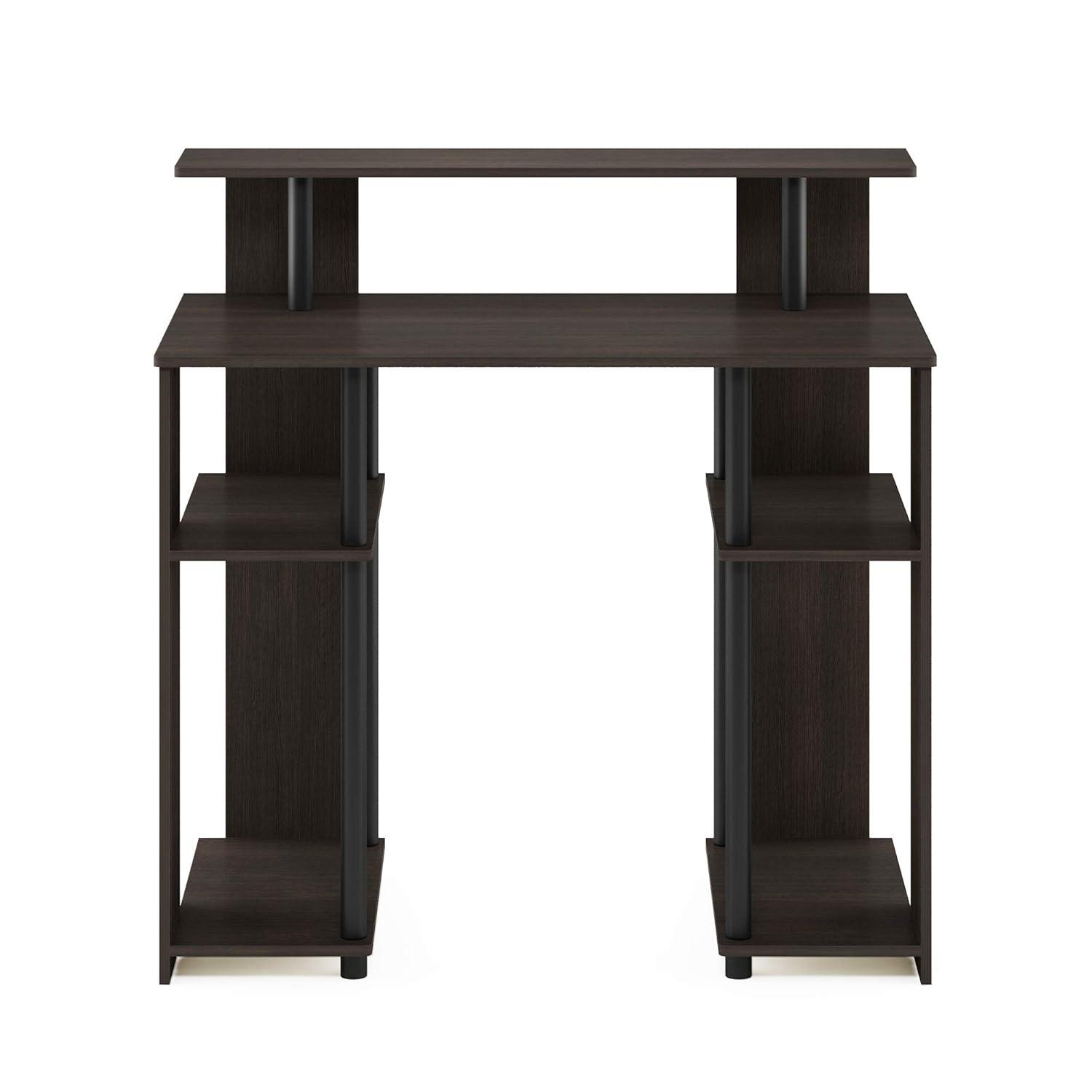 Furinno Simple Design Computer Desk Home Office Workstation Study Writing Desk Open Bookcsae with CPU Stand,Walnut